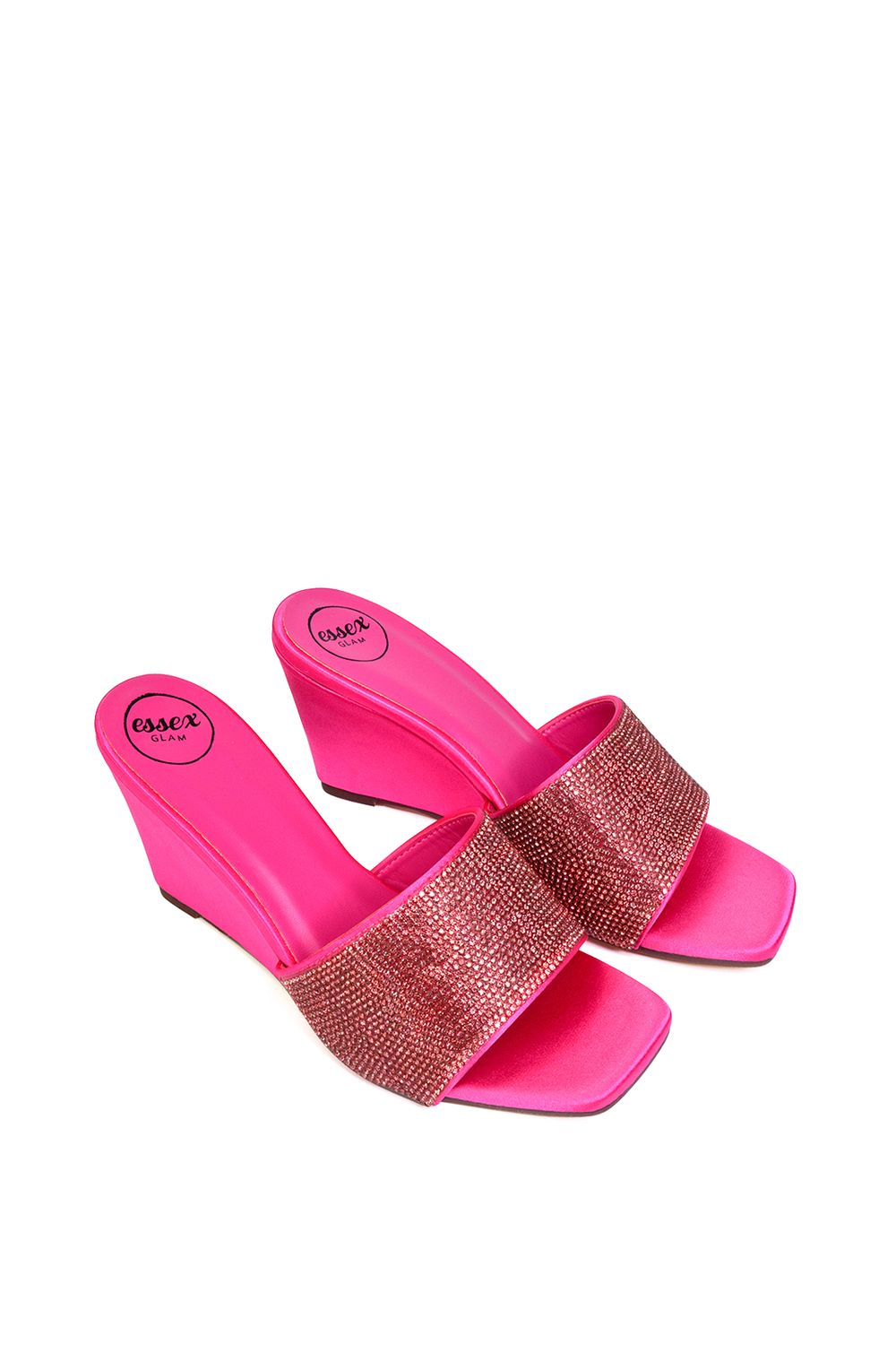 XY London 'Eliza' Slip On Mule Diamante Sandal Wedge Heels With Square Toe image 4