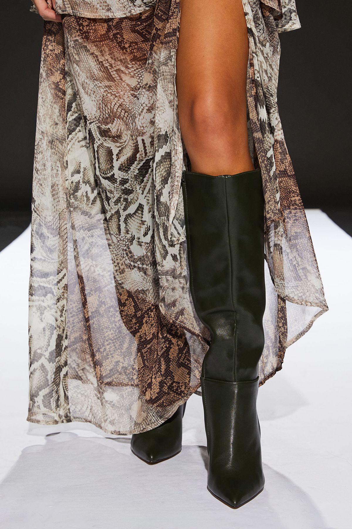 RUNWAY 1.8.1.8 Runway 1.8.1.8 Stiletto Knee Boots Dark Green image 1