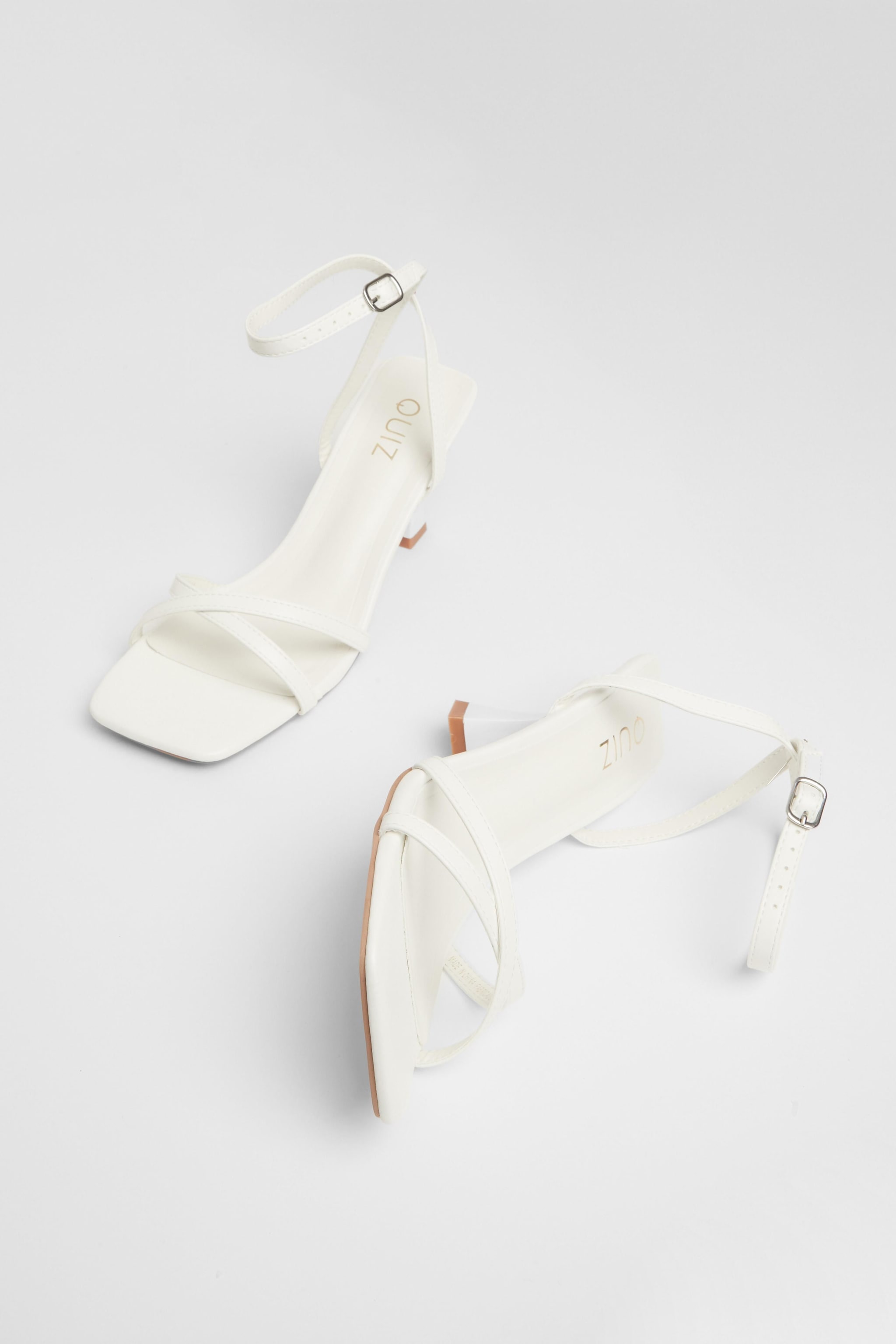 Quiz White Strappy Flared Heels image 2