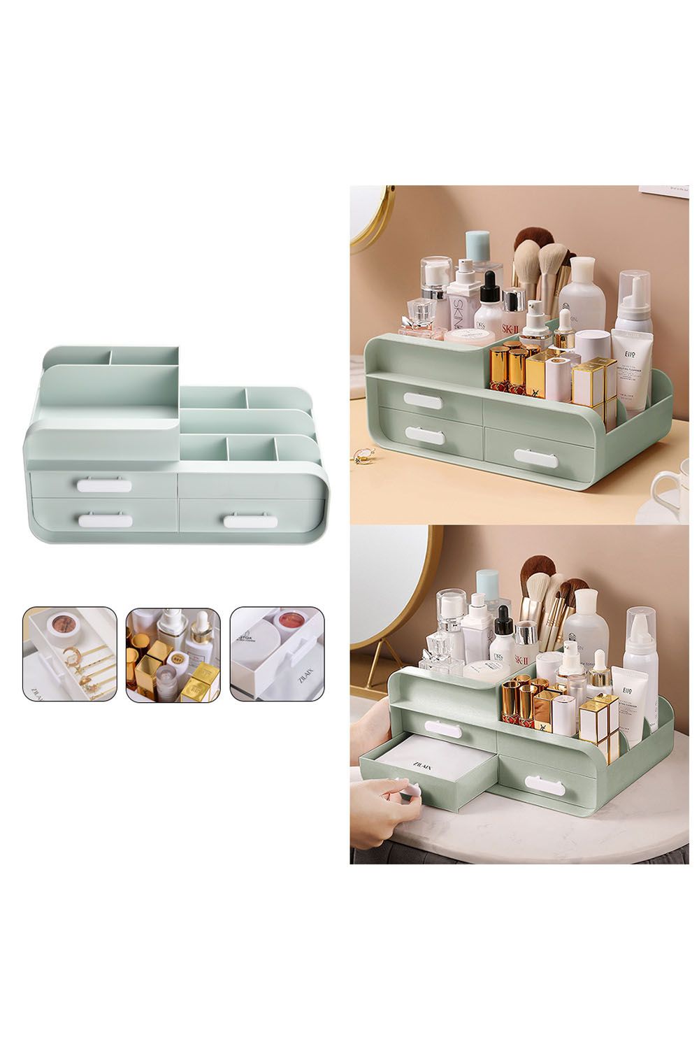 Living and Home Makeup Desk Organizer With Drawers,Countertop Organizer for Home Dormitory Office image 5