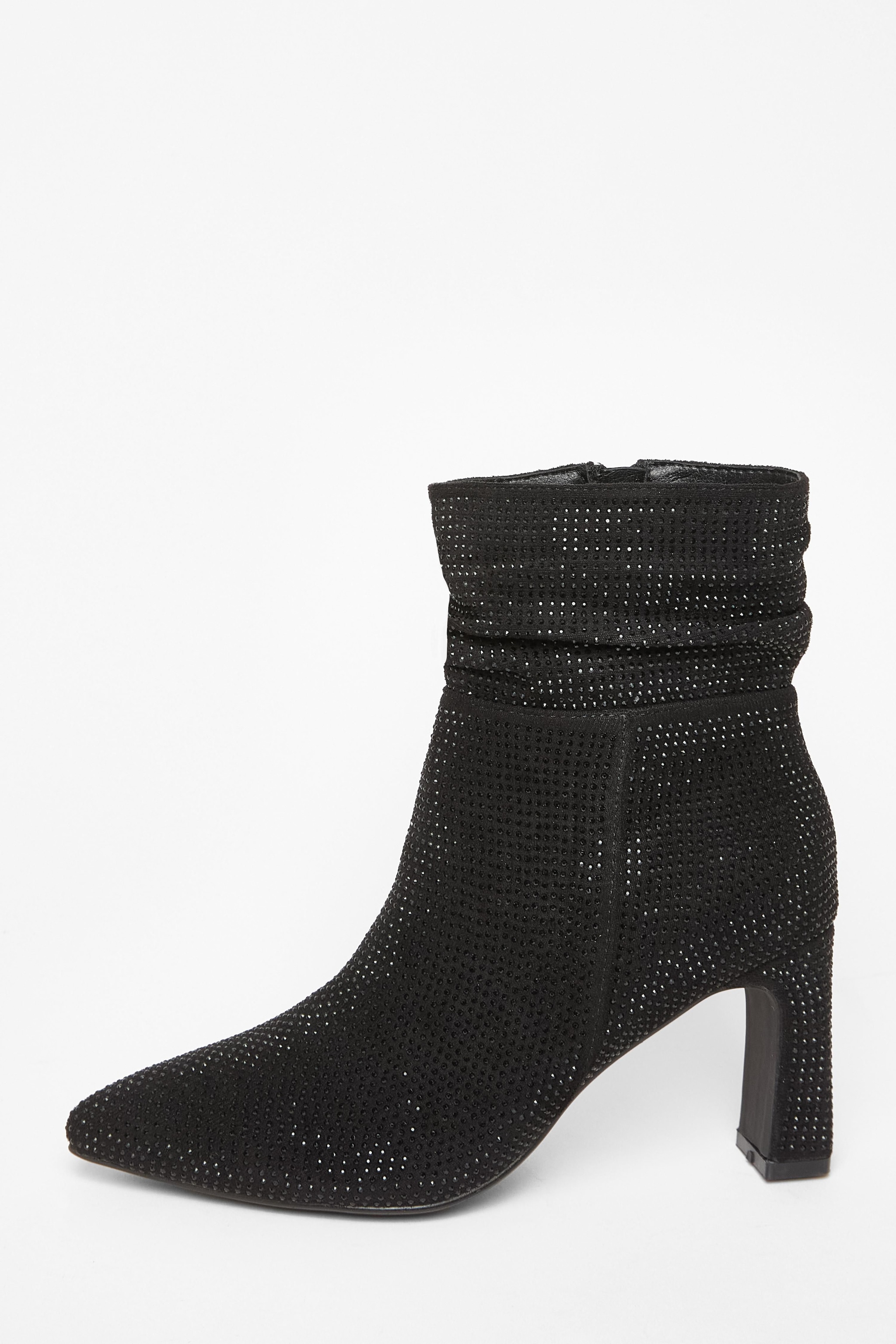 Quiz Black Diamante Heeled Boots image 3