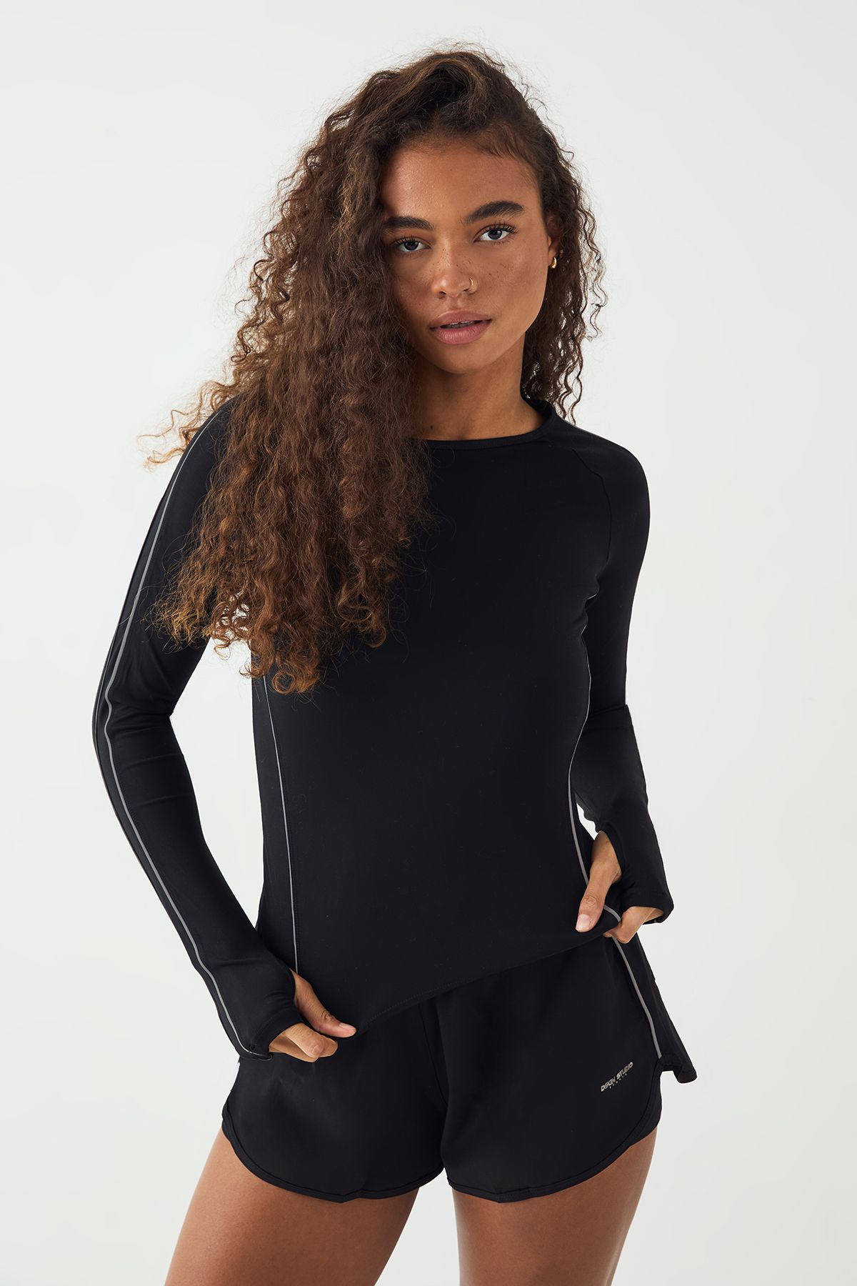 DSGN Studio DSGN Studio Reflective Piping Ultra Sculpt Long Sleeve Top Black image 3