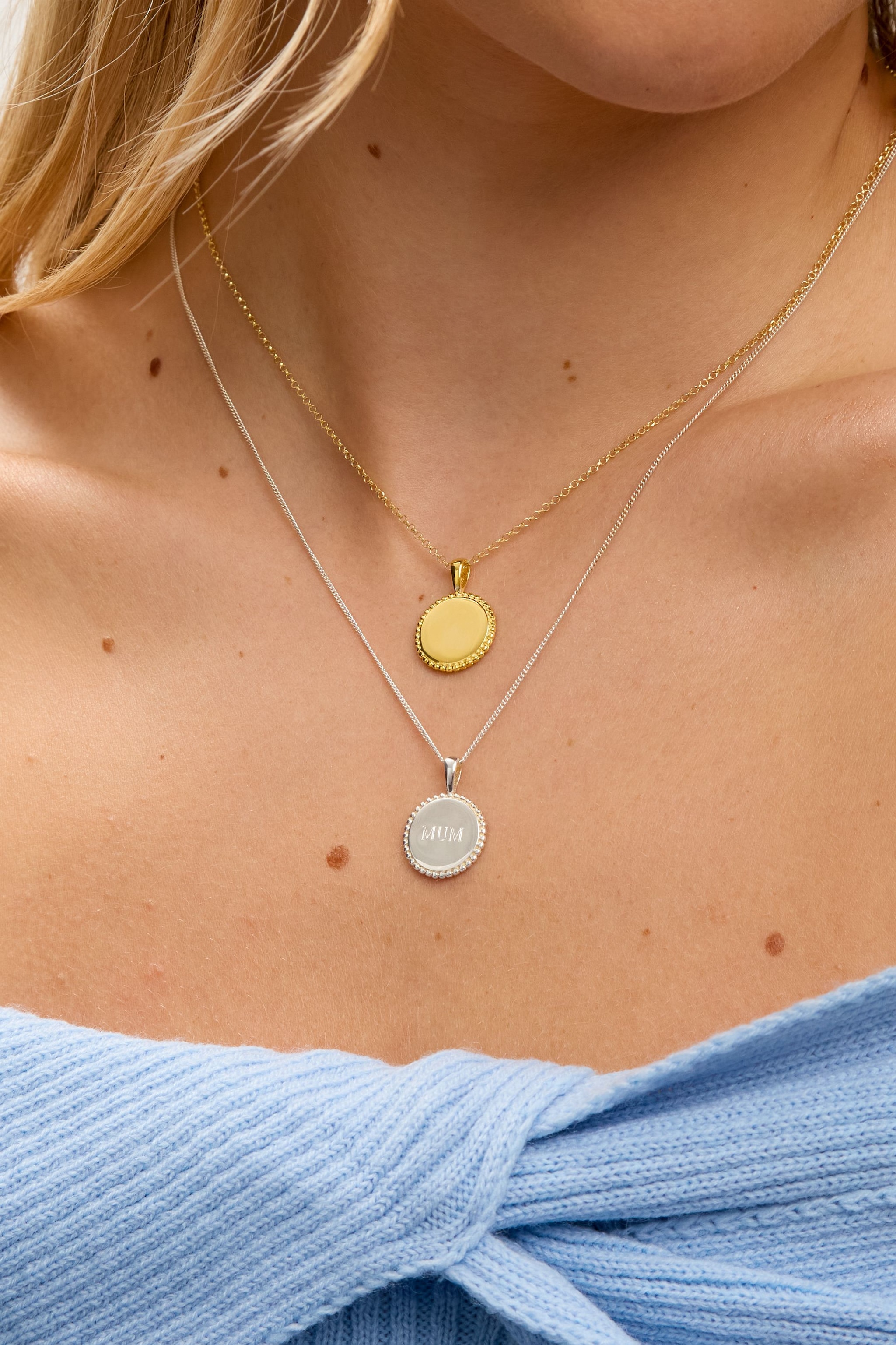 Jon Richard Sterling Silver 925 Polished Beaded Edge Round Pendant image 2