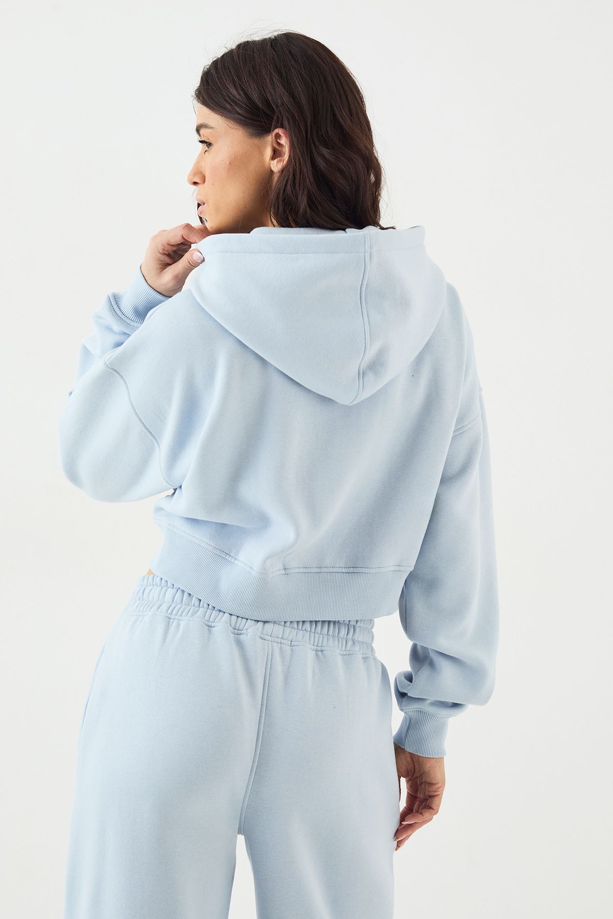 DSGN Studio DSGN Studio Applique Boxy Crop Hoodie Light Blue image 2