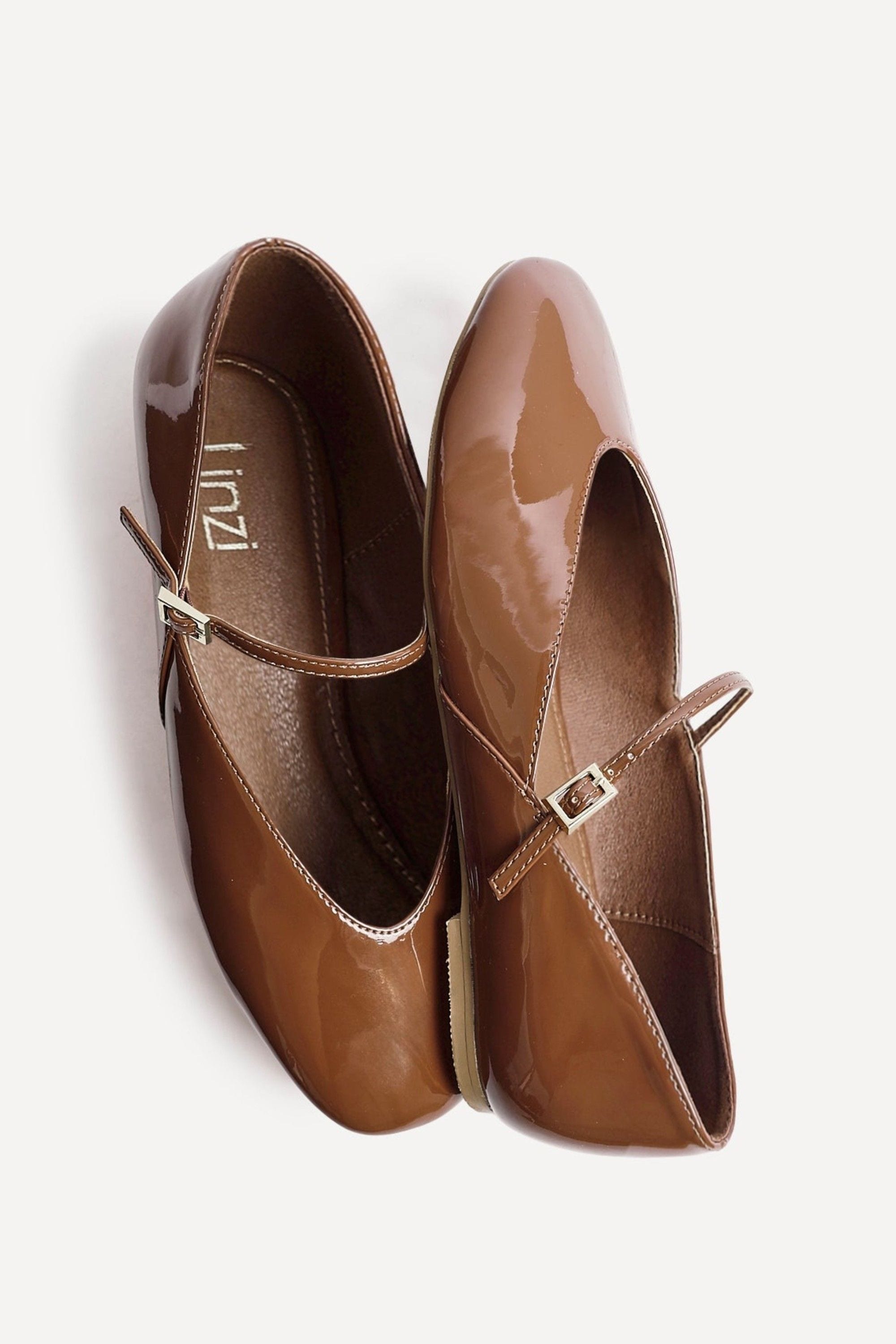 Linzi Hush Caramel Faux Leather Mary Jane Style Flats image 5