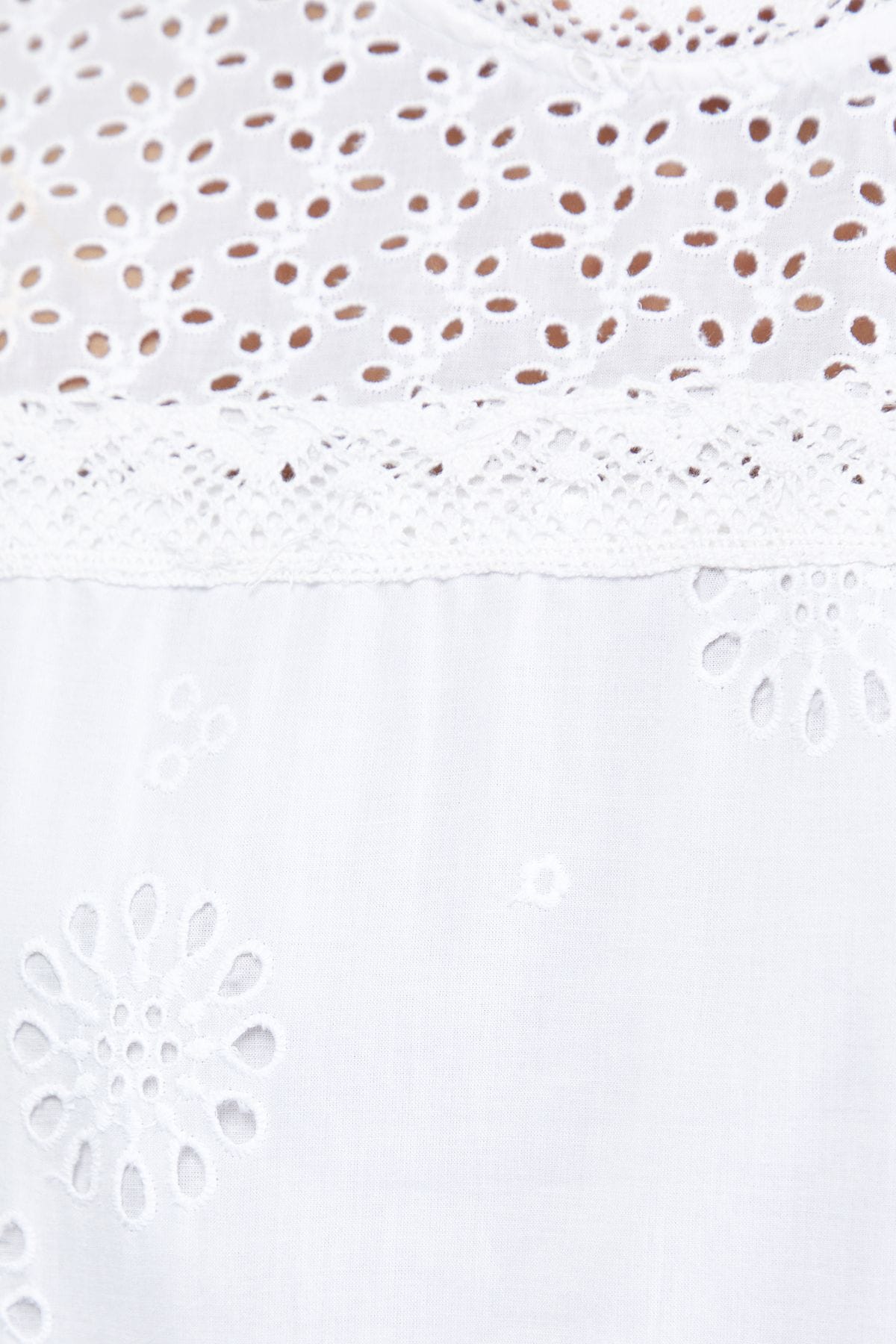 Warehouse Petite Broderie Mix Tiered Midi Dress White image 5