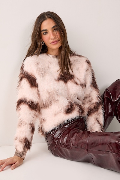 NastyGal Fluffy Tie Dye Jumper Cream