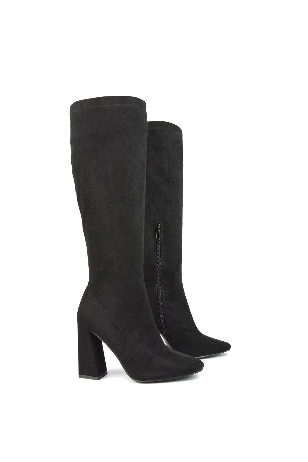 XY London 'Gia' Square Toe Block High Heel Knee High Boots image 2