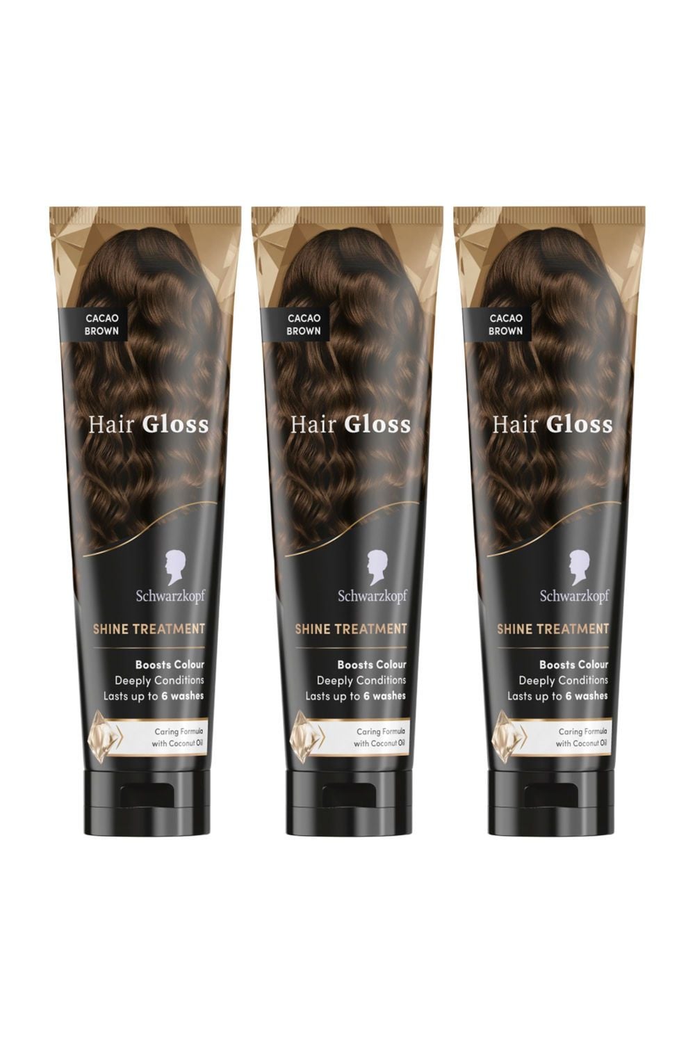 Schwarzkopf 'Hair Gloss' Shine Treatment Cacao Brown 150ml, 3 Pack image 1