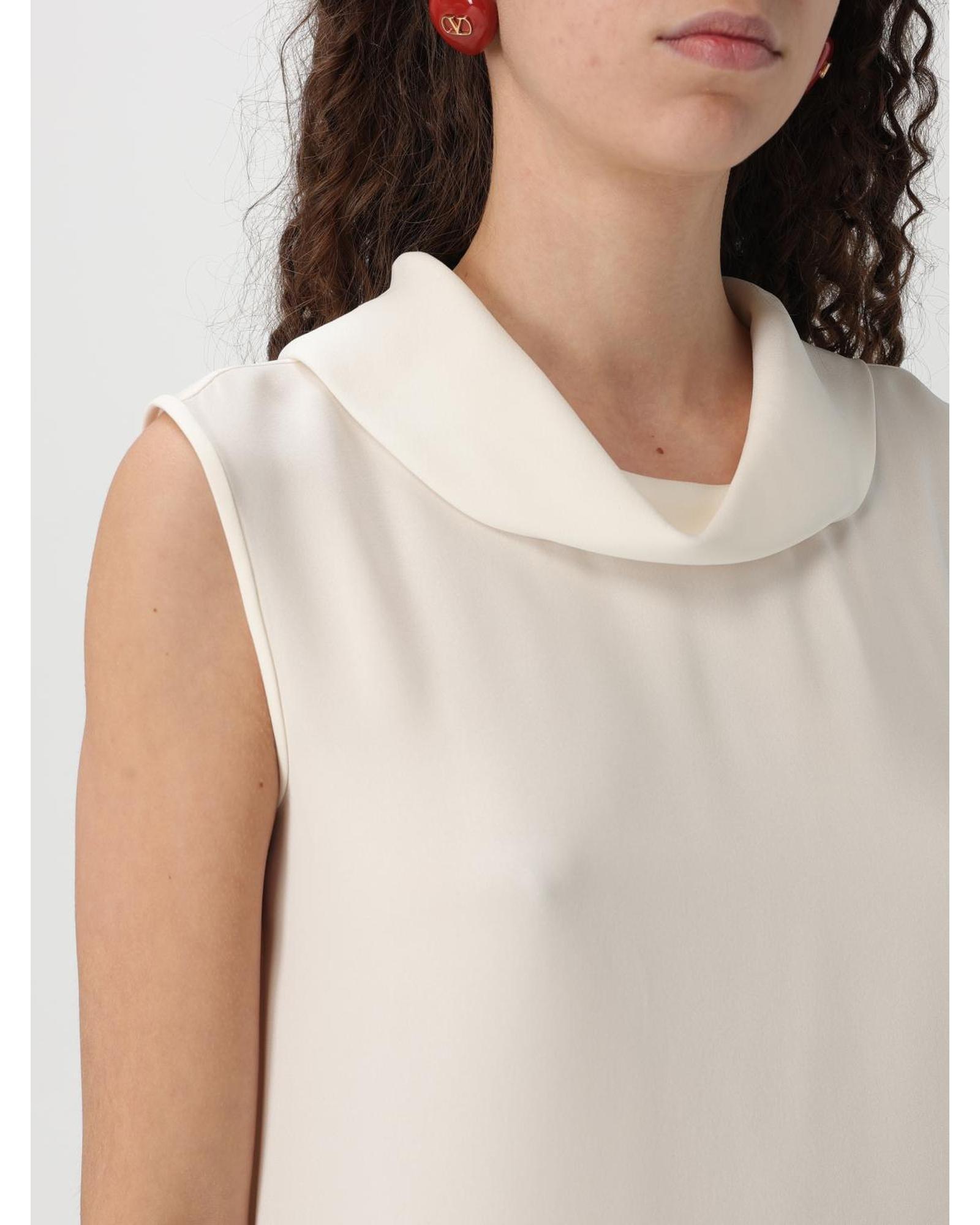 Valentino Silk Mini Dress Collared Sleeveless Wo - Ivory Tops image 5