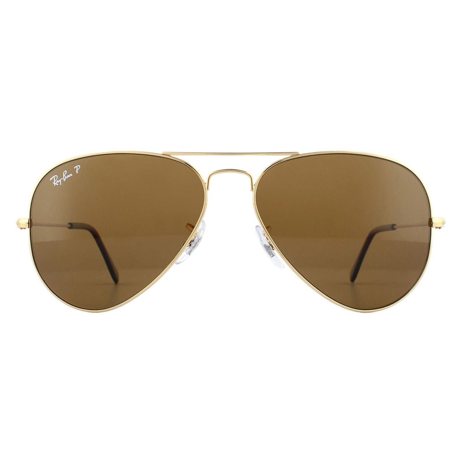 Ray-Ban Aviator Gold Brown Polarized Aviator 3025 Sunglasses image 1