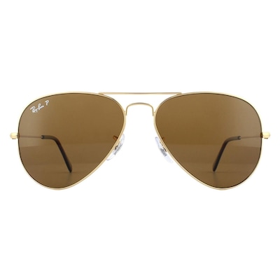 Ray-Ban Aviator Gold Brown Polarized Aviator 3025 Sunglasses