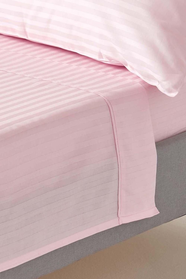 Homescapes Egyptian Cotton Satin Stripe Flat Sheet 330 Thread Count