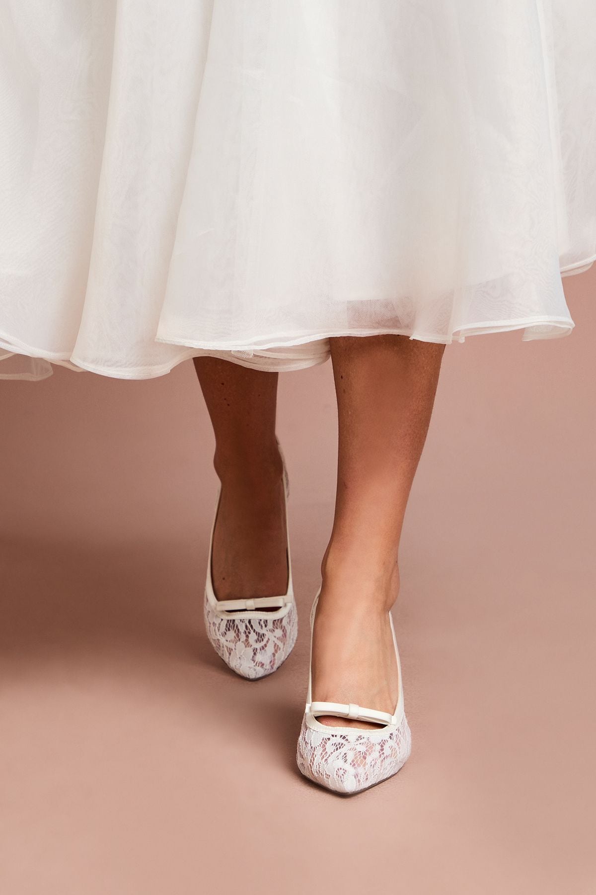 Coast Bridal Alexis Lace Bow Detail Slingback High Heel Stiletto Court Shoes Ivory image 2