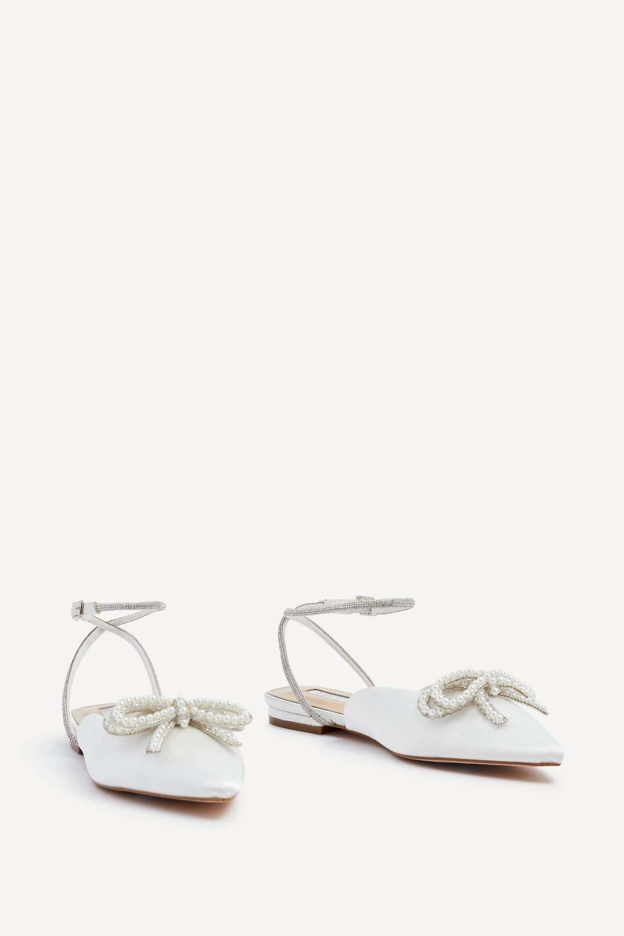 Linzi Lalita Ivory Satin Bow Embellished Flat Mules image 4