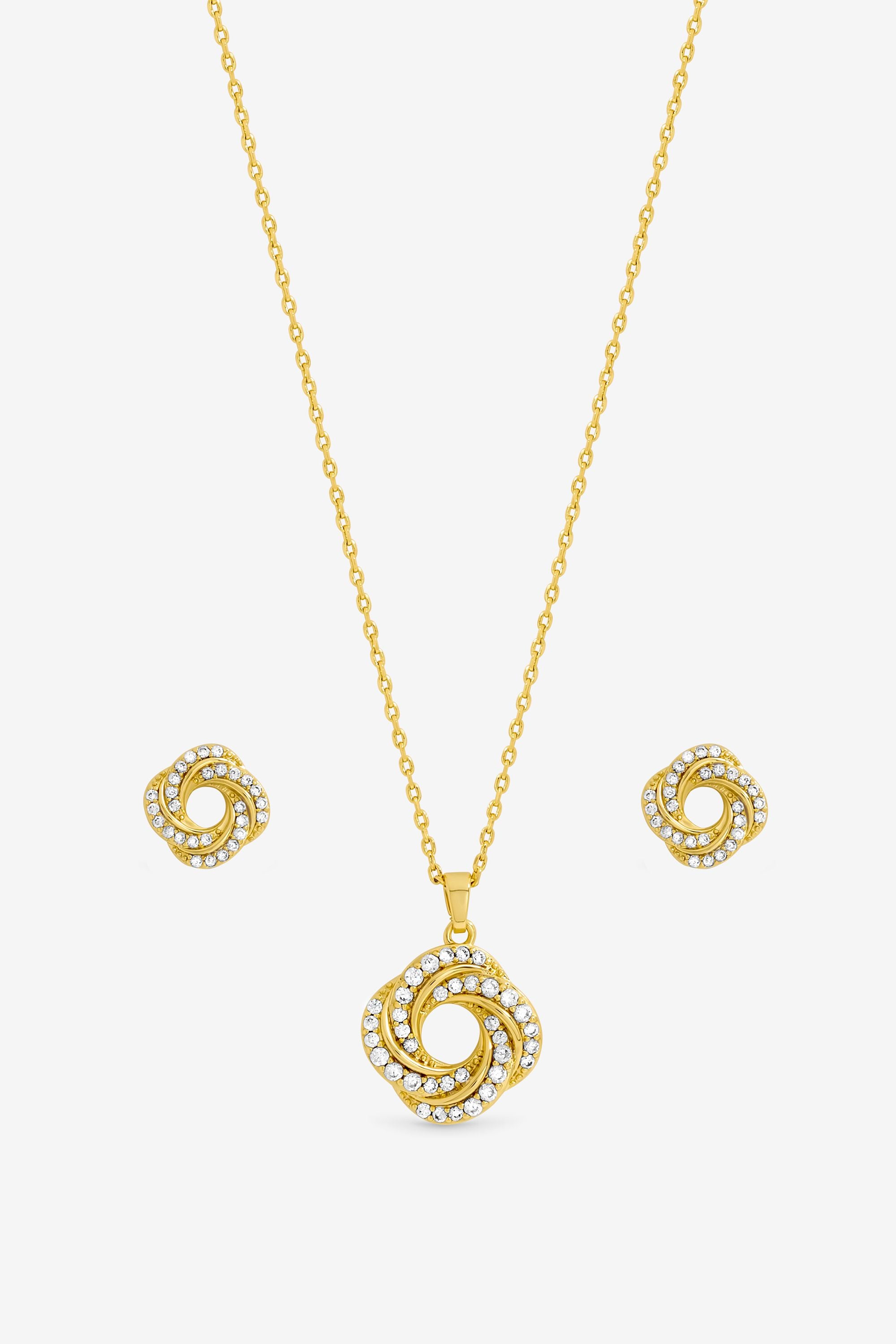 Inicio 14K Gold Plated and Cubic Zirconia Open Knot Set - Gift Box image 2