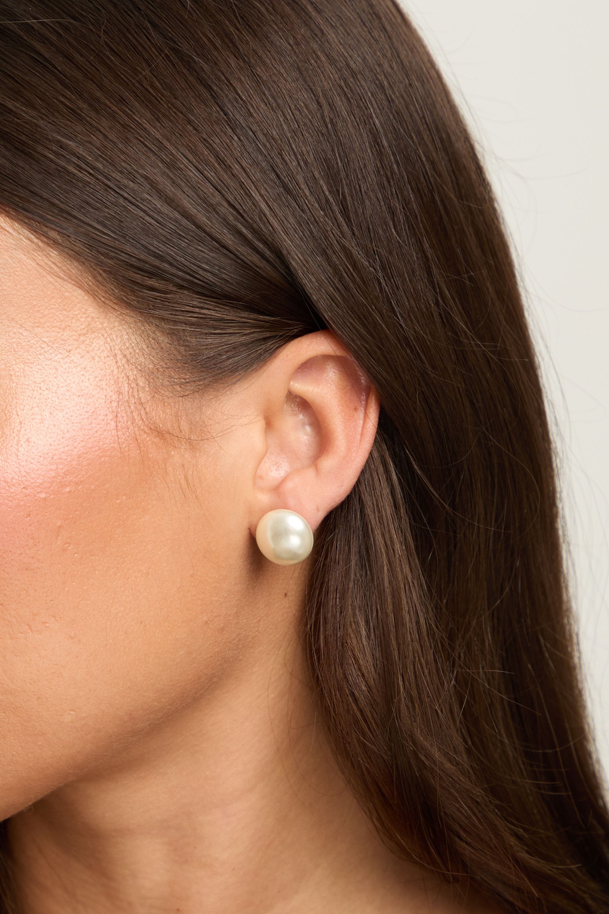 Jon Richard Cream Large Bouton Pearl Earrings image 2