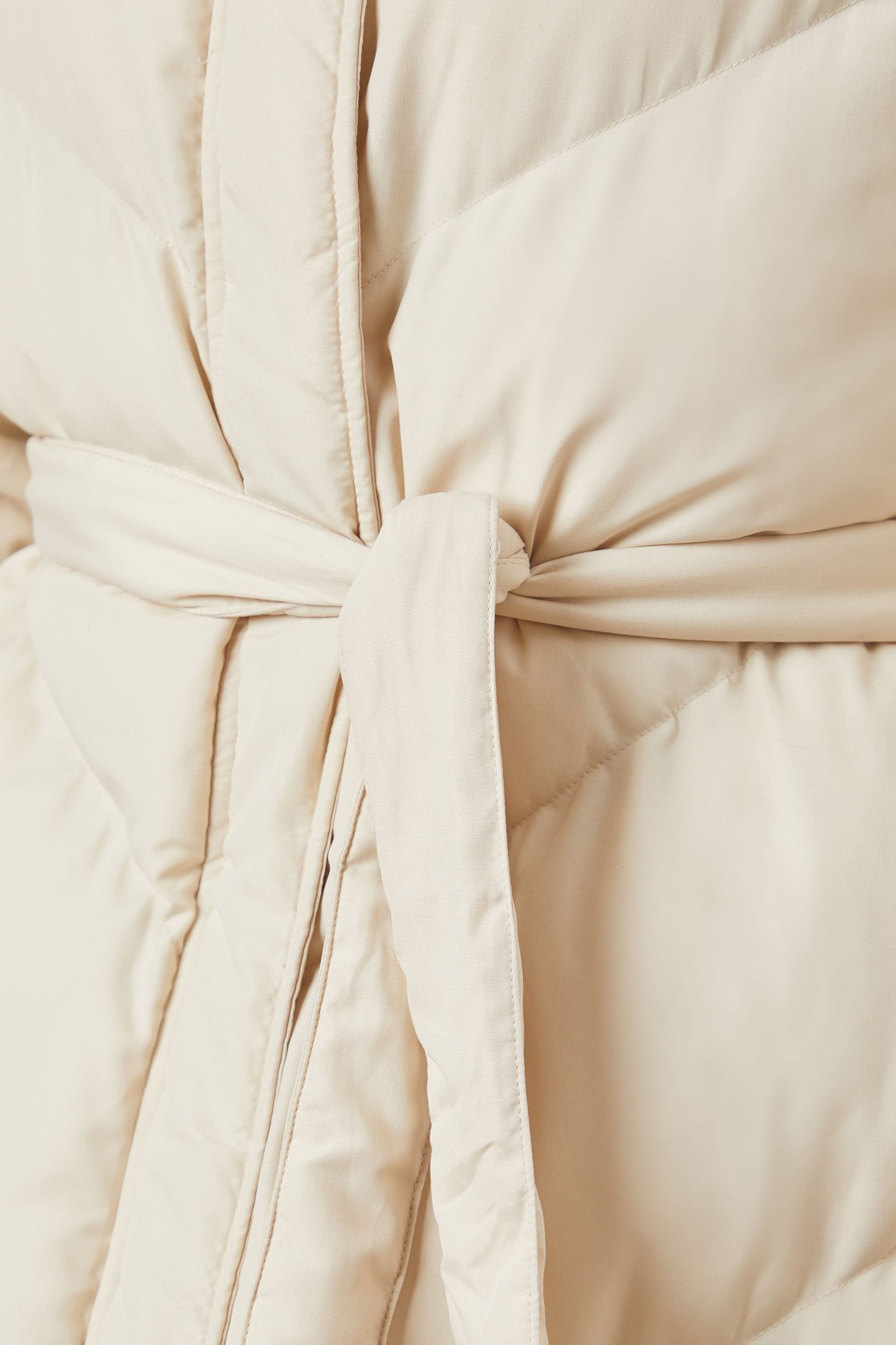 Oasis Belted Midi Padded Funnel Neck Coat Neutral image 5