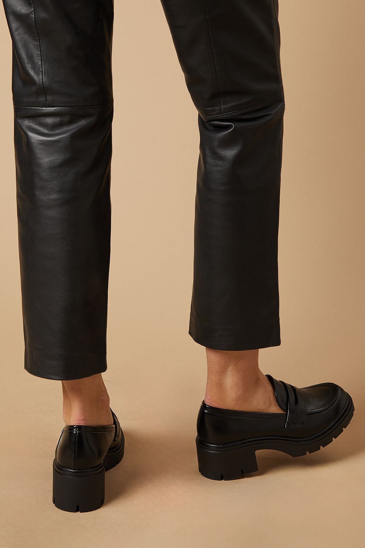 Oasis Berit Medium Heel Chunky Penny Loafers Black image 3