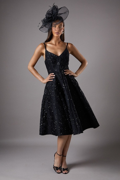 Coast Jacquard Cami Midi Dress Black