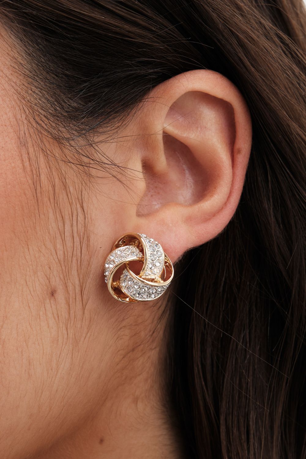 Jon Richard Gold Plated Crystal Knot Clip Earrings image 4