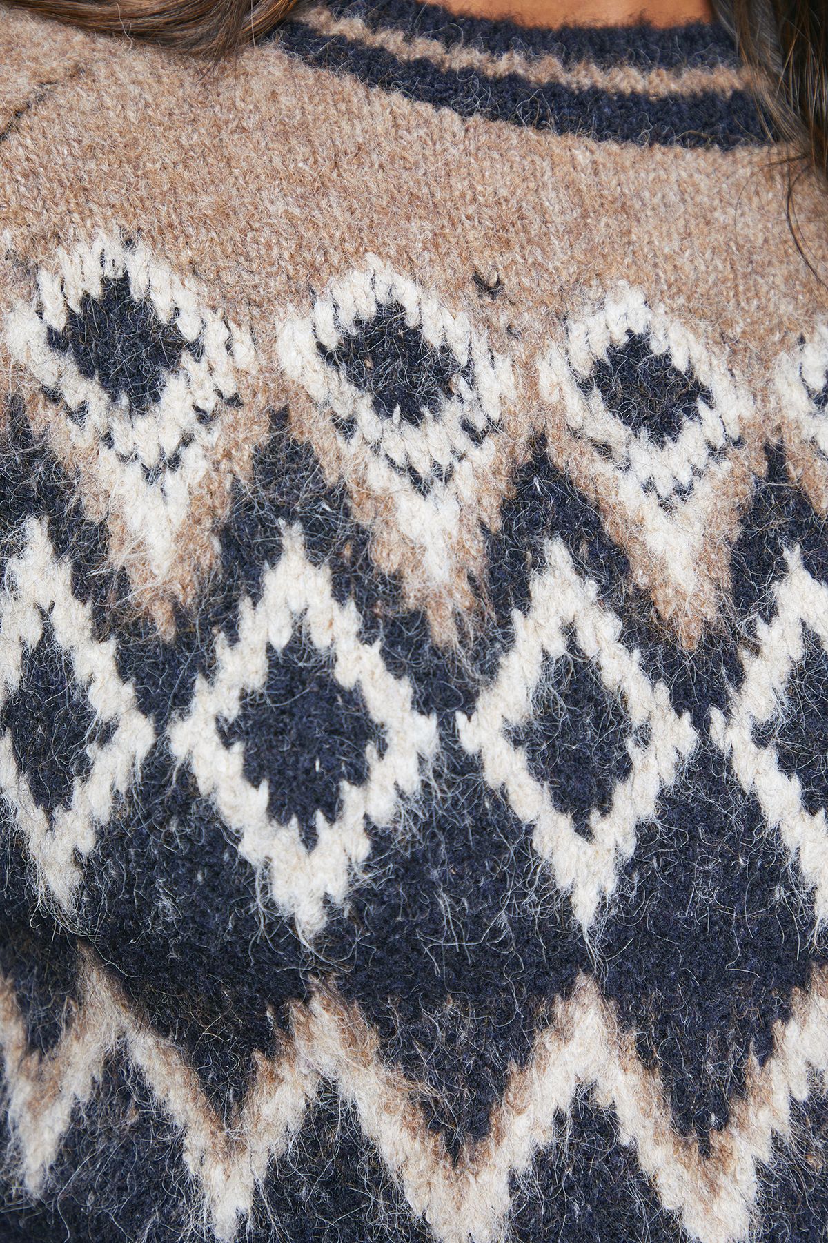 Oasis Fairisle Cosy Crew Neck Jumper Black image 5