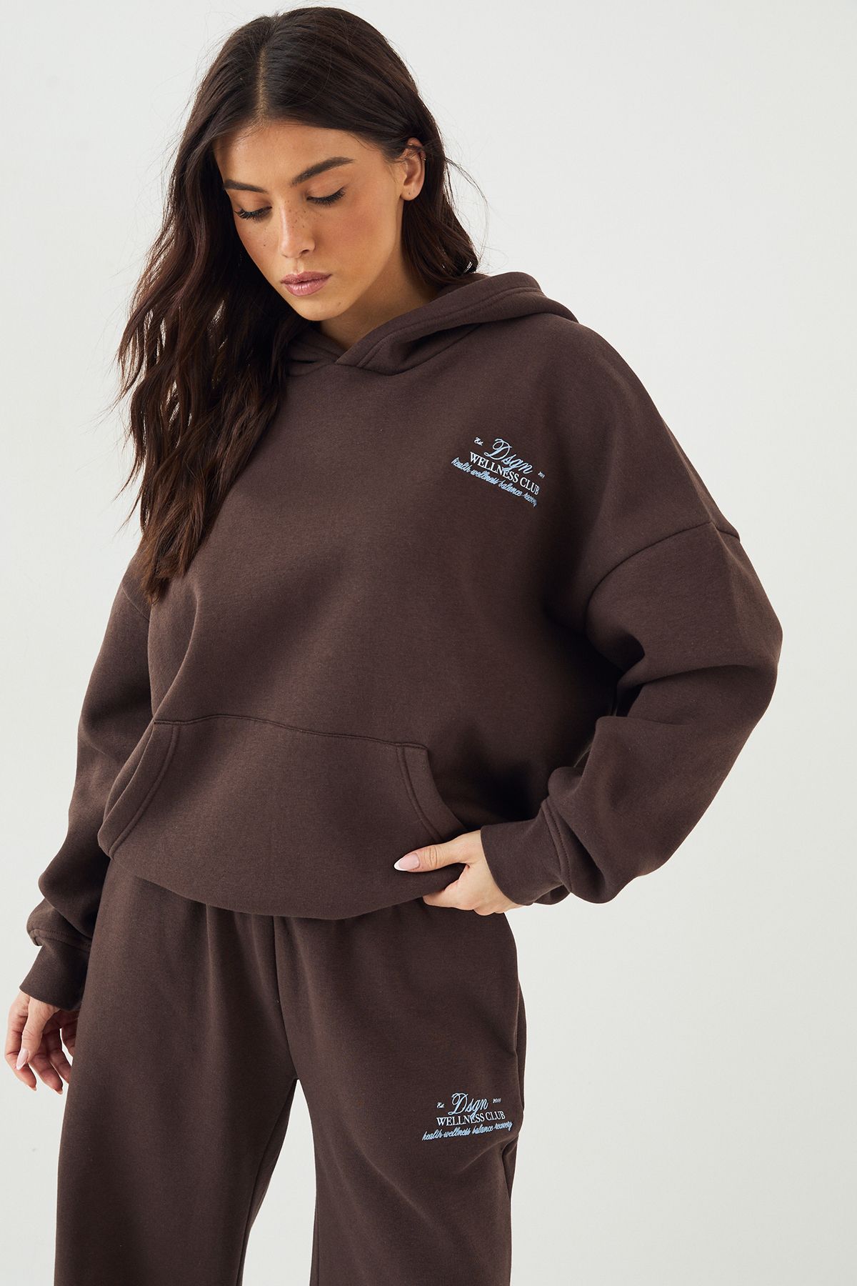 DSGN Studio DSGN Studio Wellness Club Oversized Hooded Tracksuit Dark Chocolate image 3