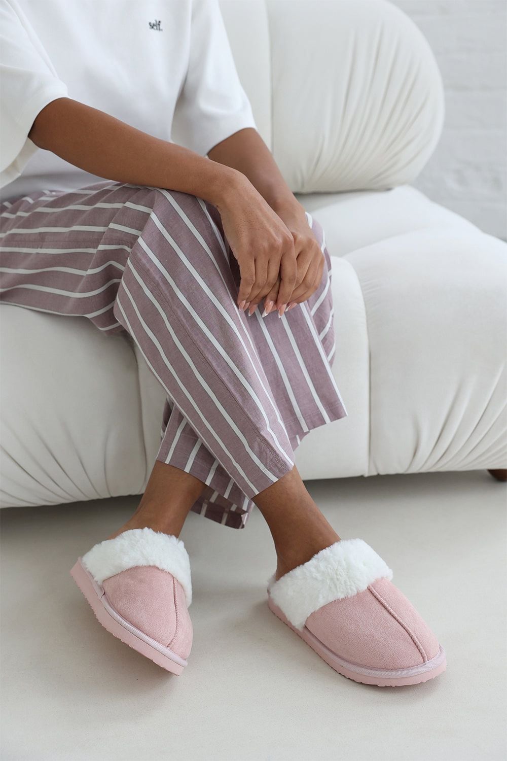 Where's That From 'Xandra' Suede Mule Slippers With Cosy Faux Fur Trim image 4