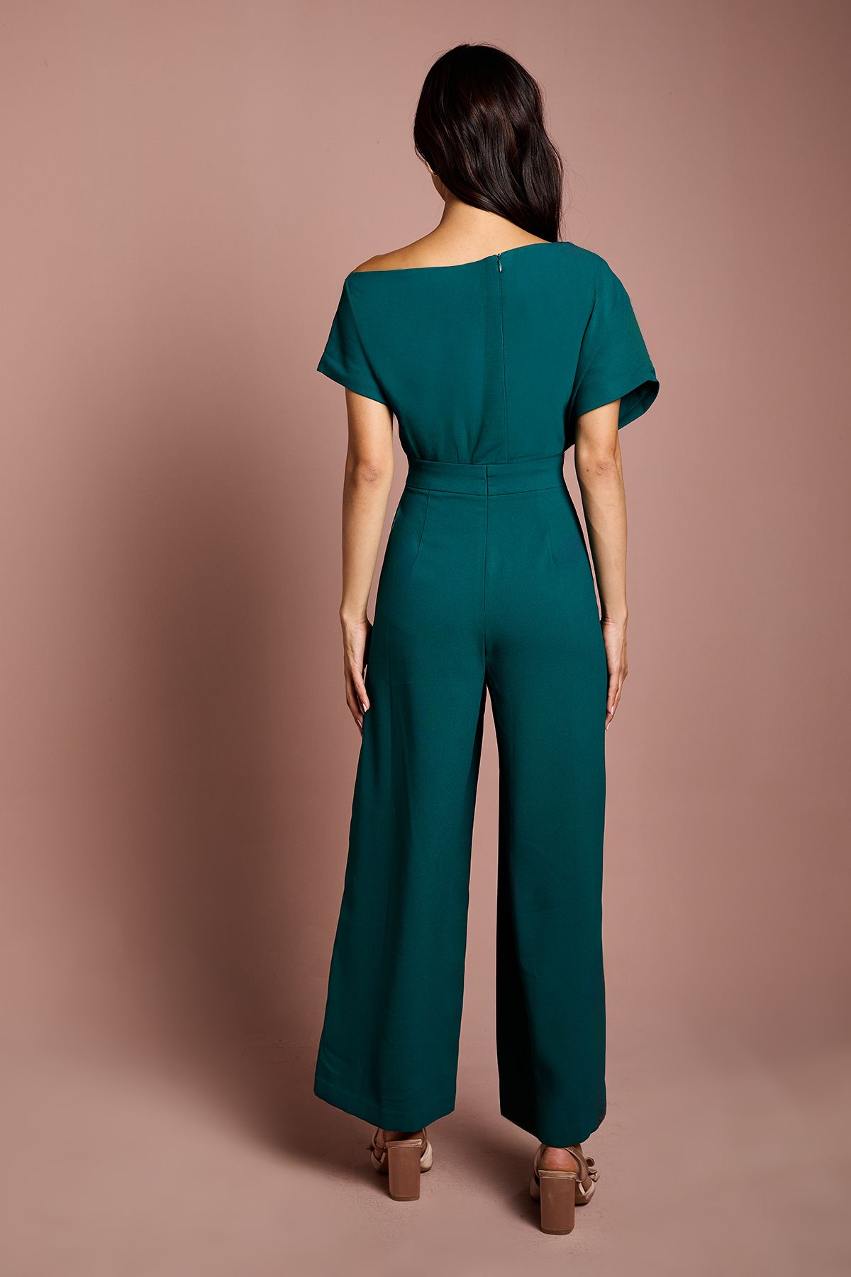 Coast Petite Pleat Off The Shoulder Jumpsuit Emerald image 3