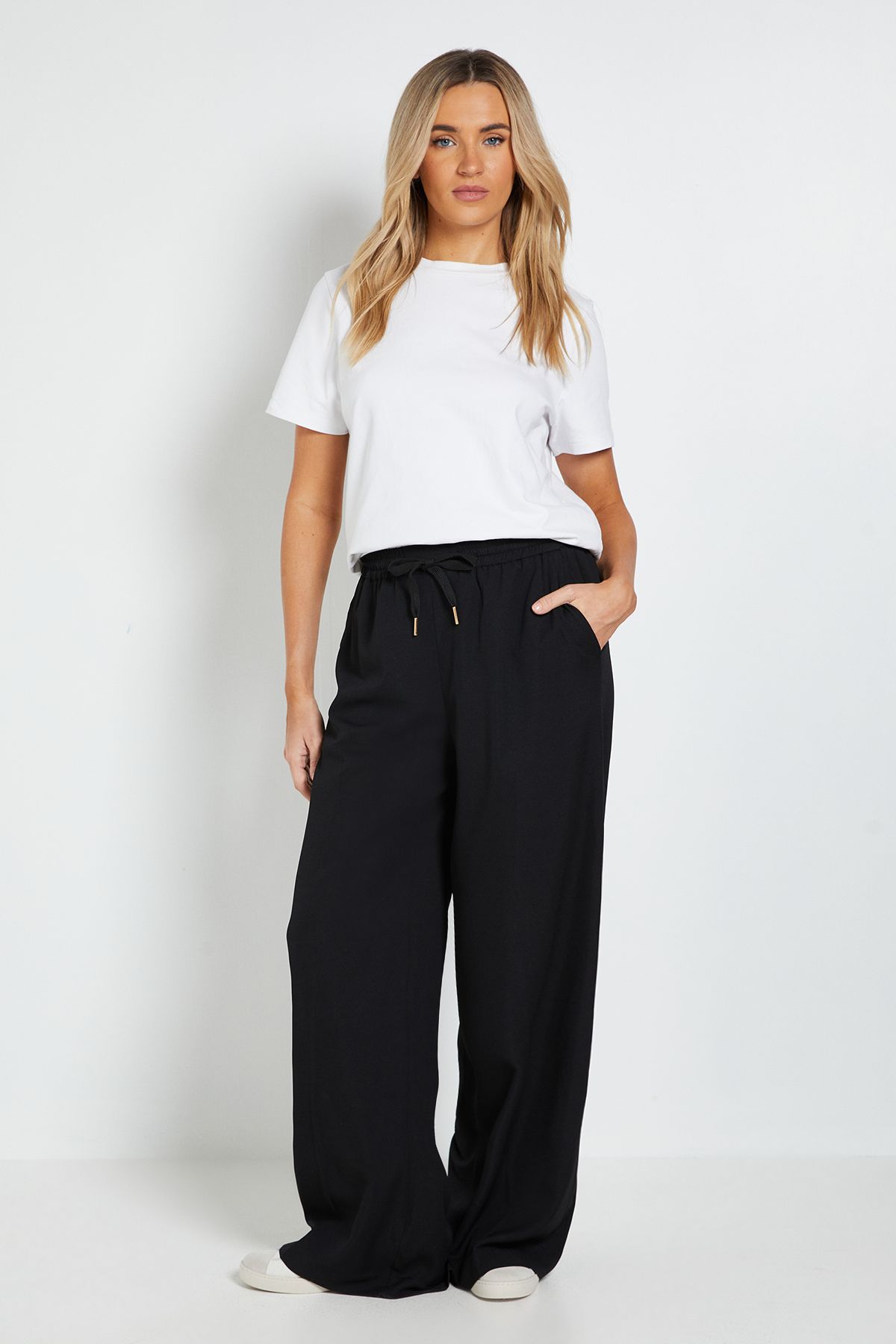 Dorothy Perkins Tie Waist Wide Leg Trousers Black