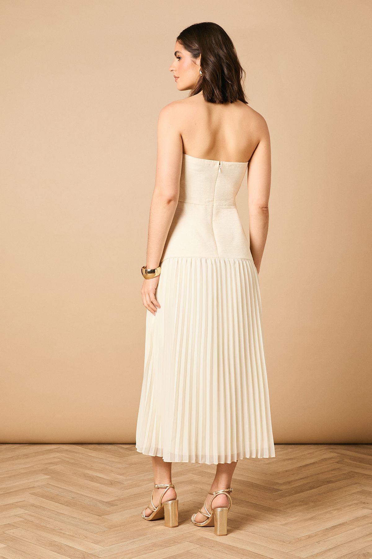 Oasis Chiffon Dropped Waist Bandeau Maxi Dress Ivory image 5