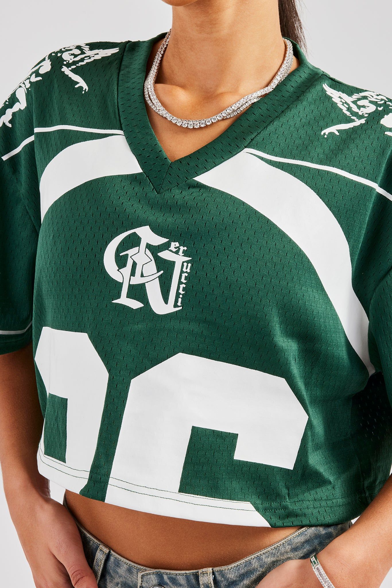 Cernucci Mesh Cropped 86 Top - Forest Green image 2