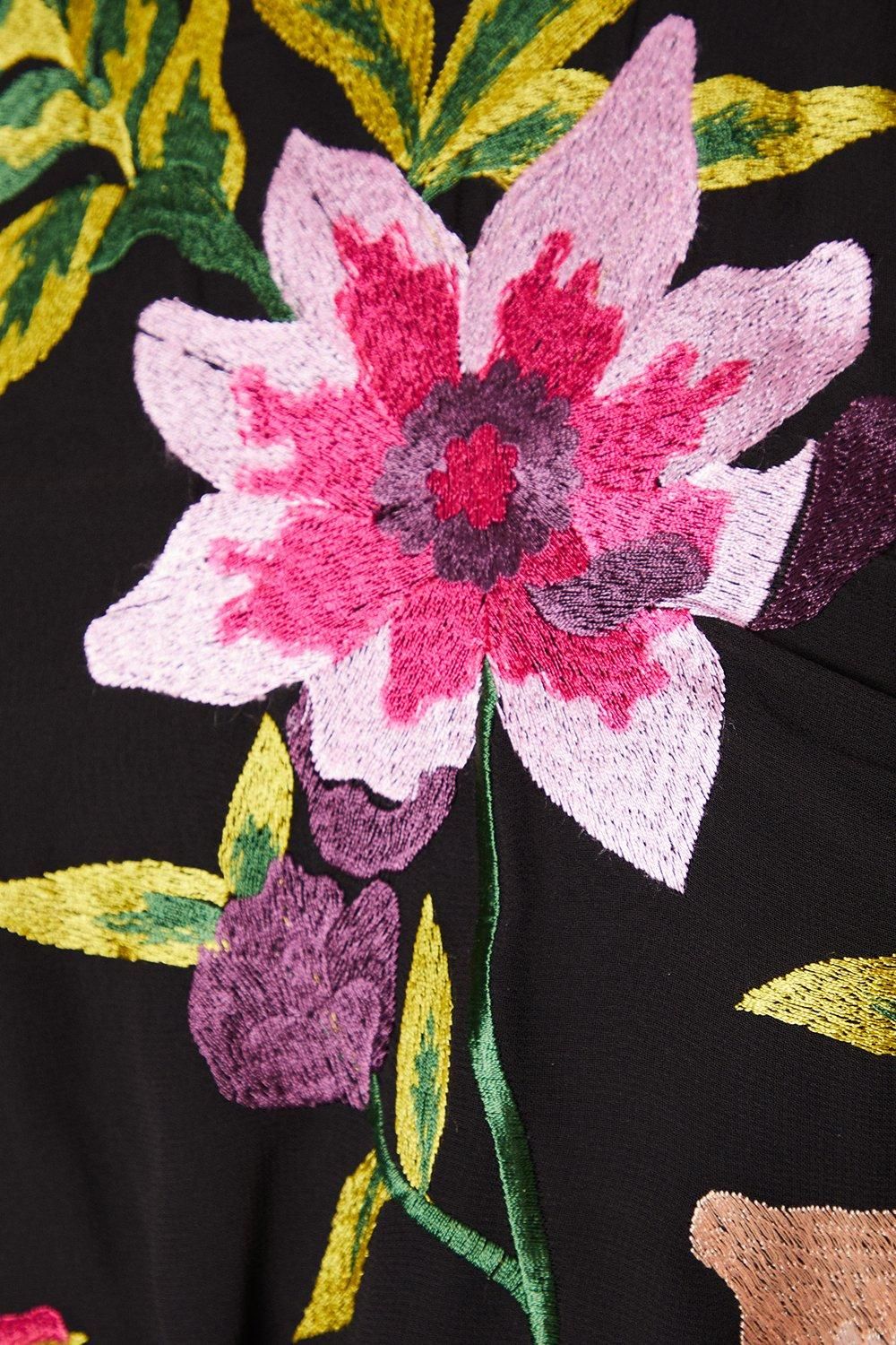 Coast High Neck Midi Dress With Floral Embroidery Black image 5