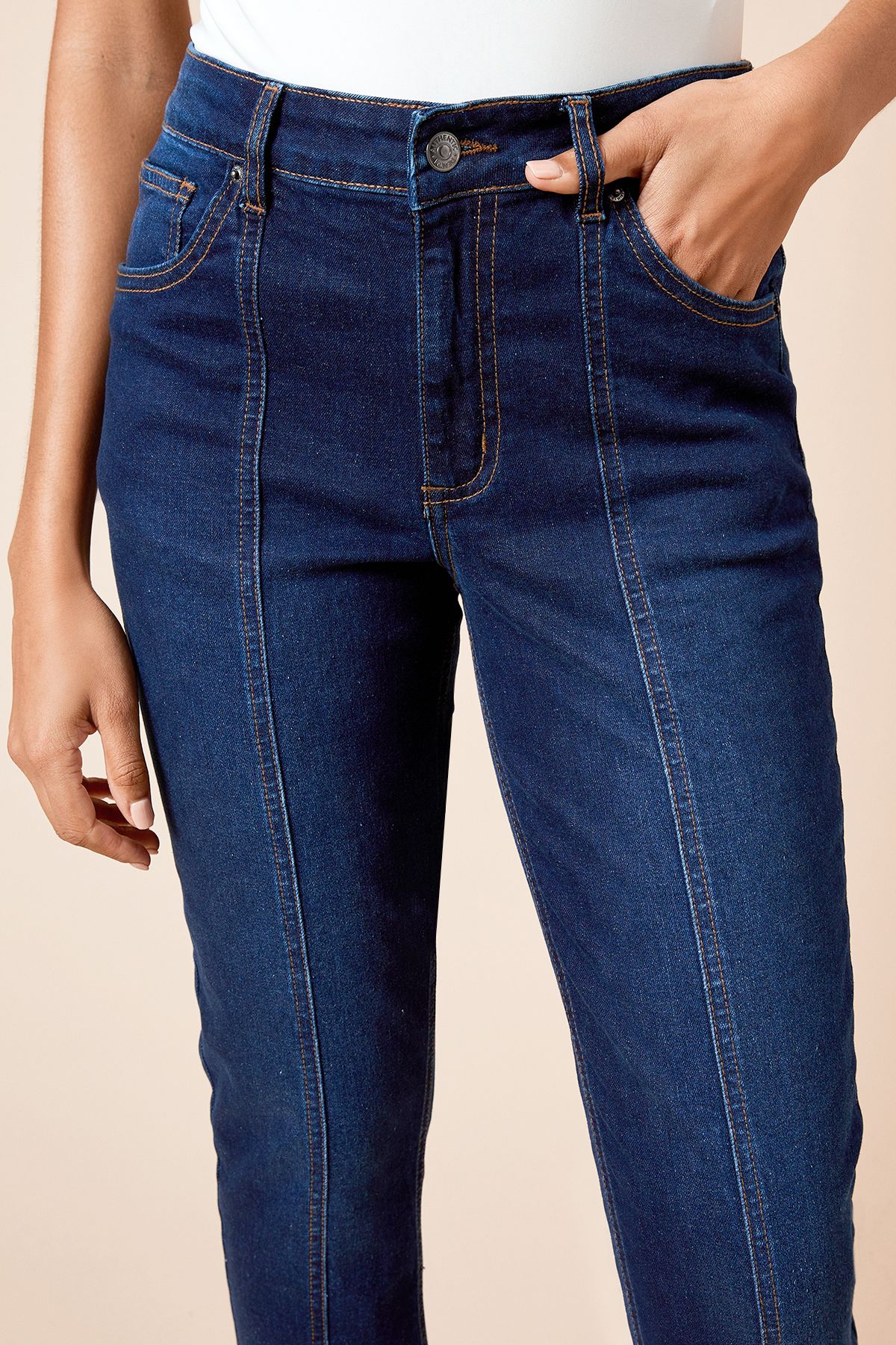 Dorothy Perkins Slim Seam Detail Jean Dark Wash image 4