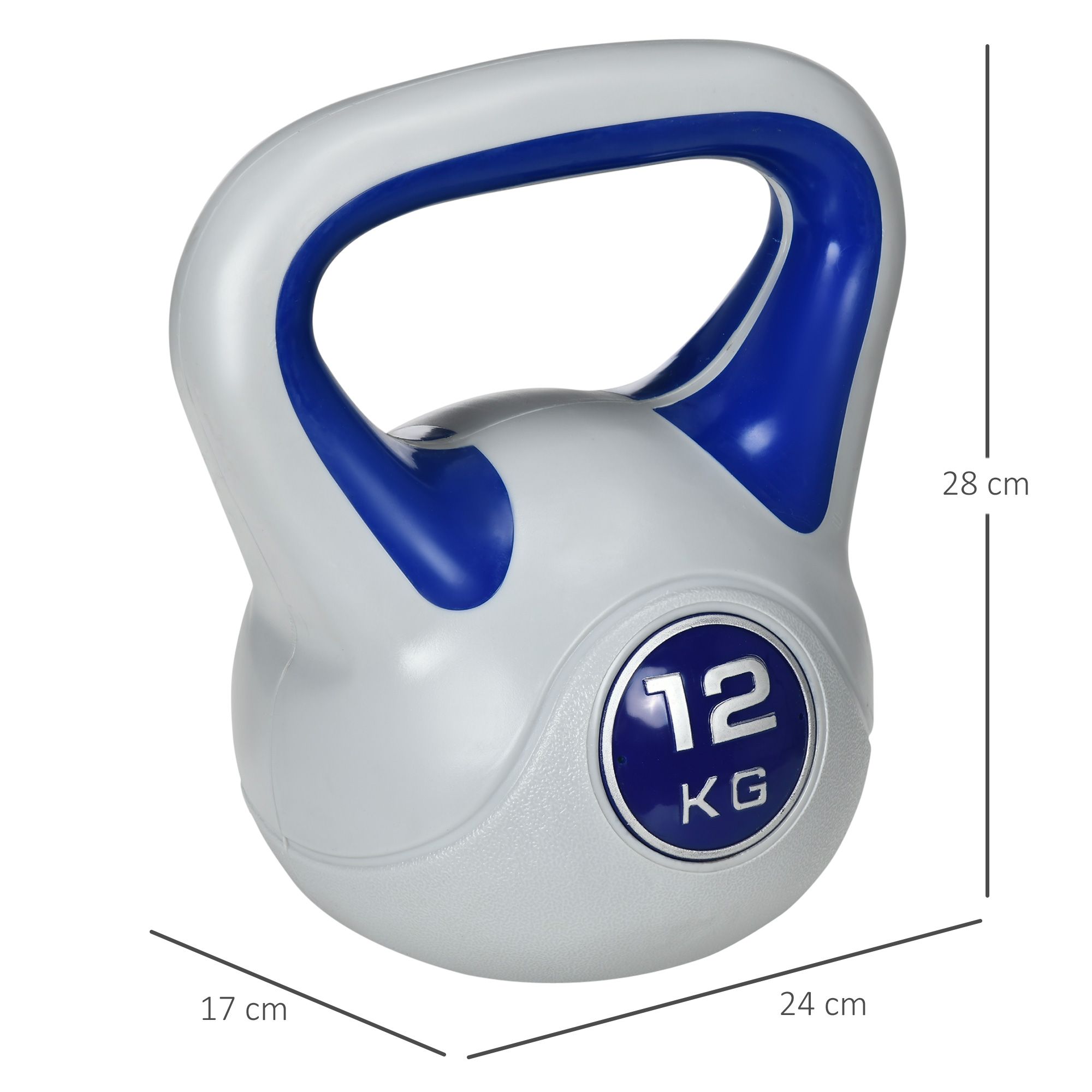 SPORTNOW 12kg Kettle Bell with Handle for Home Gym, Dark Blue and Grey image 3