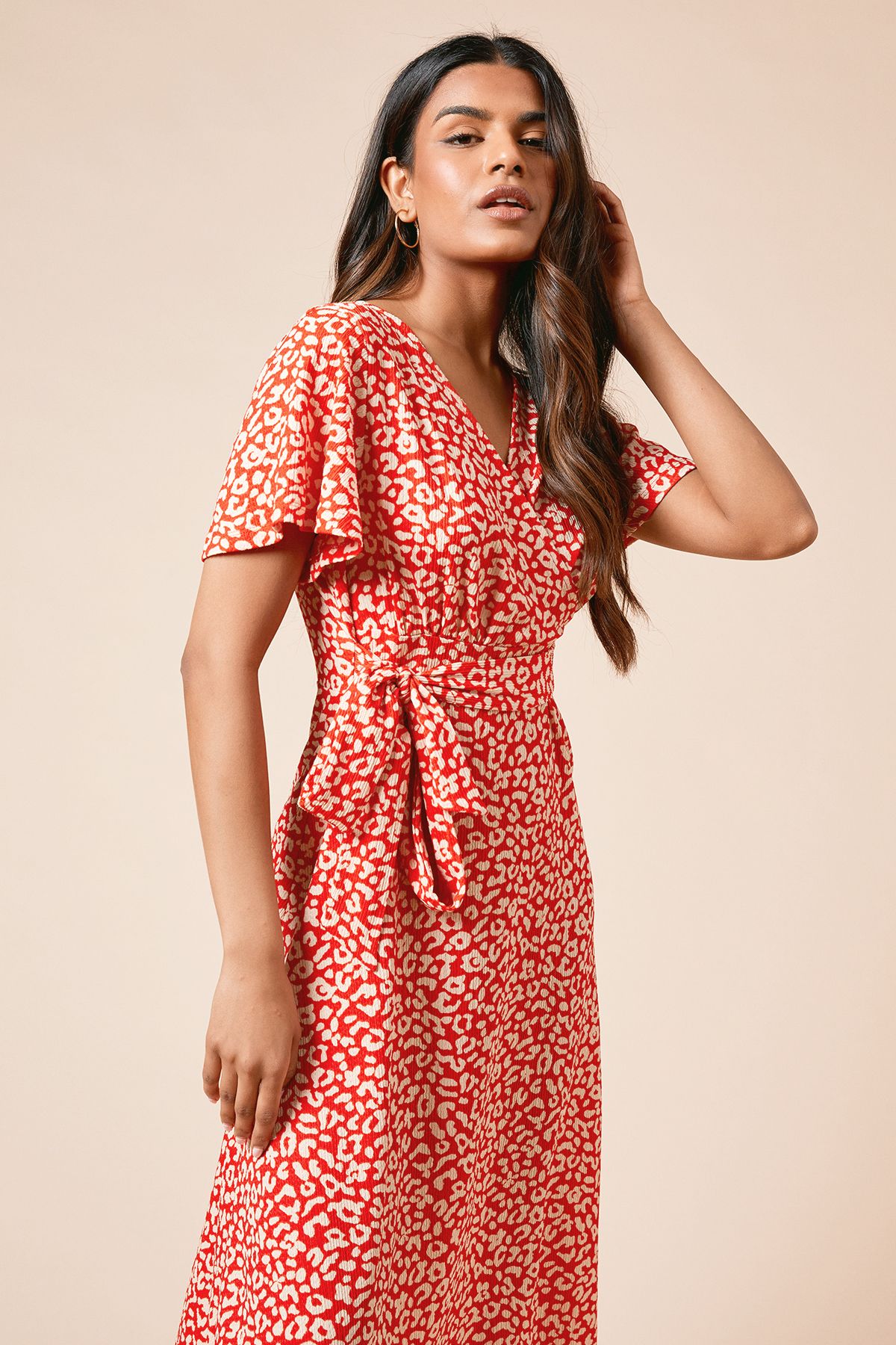 Dorothy Perkins Petite Animal Wrap Front Jersey Midi Dress Animal image 4