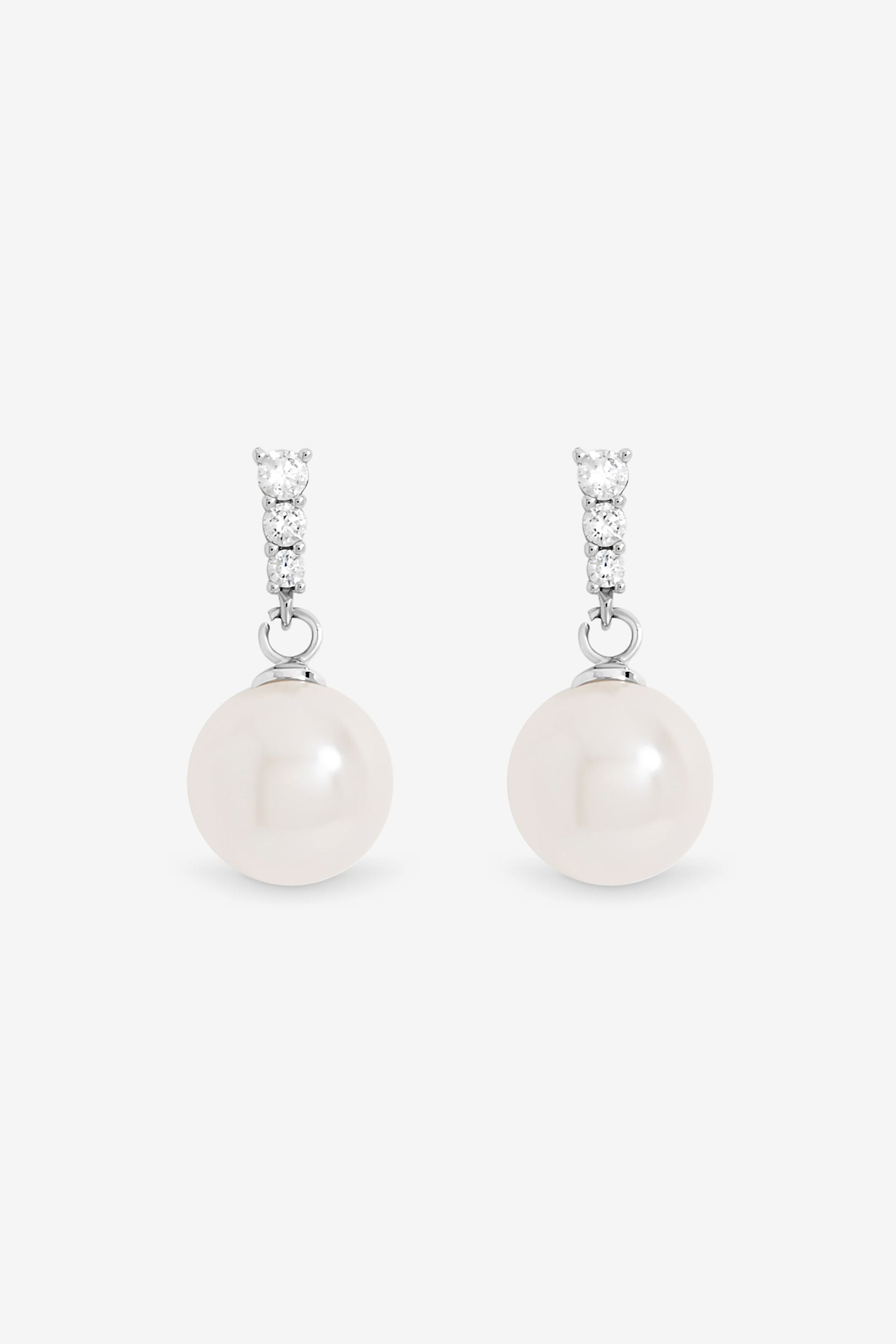 Jon Richard Rhodium Plated Crystal Stick and Pearl Earrings image 1