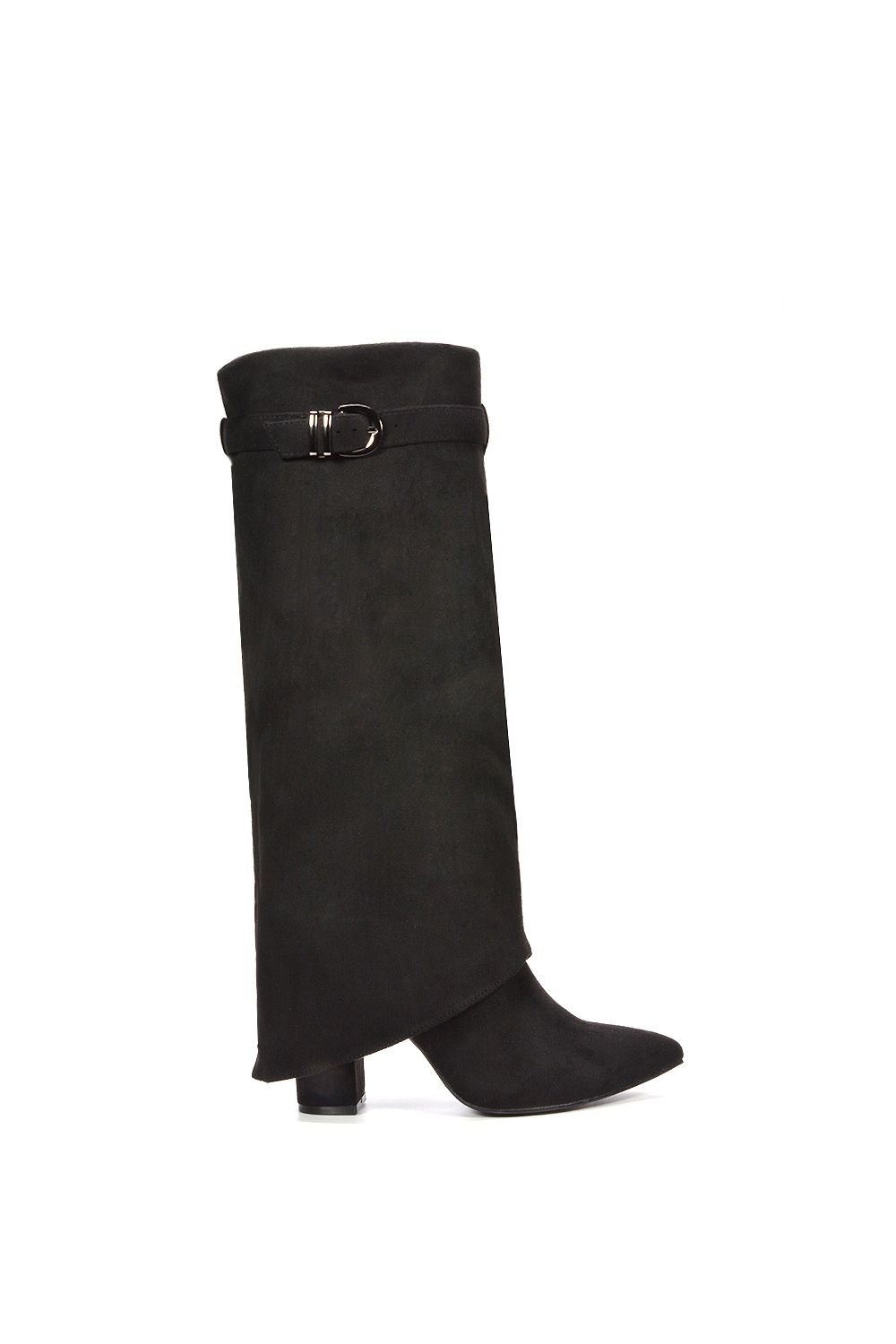 XY London 'Aaliyah' Fold Over Zip Up Heeled Knee High Boots image 1