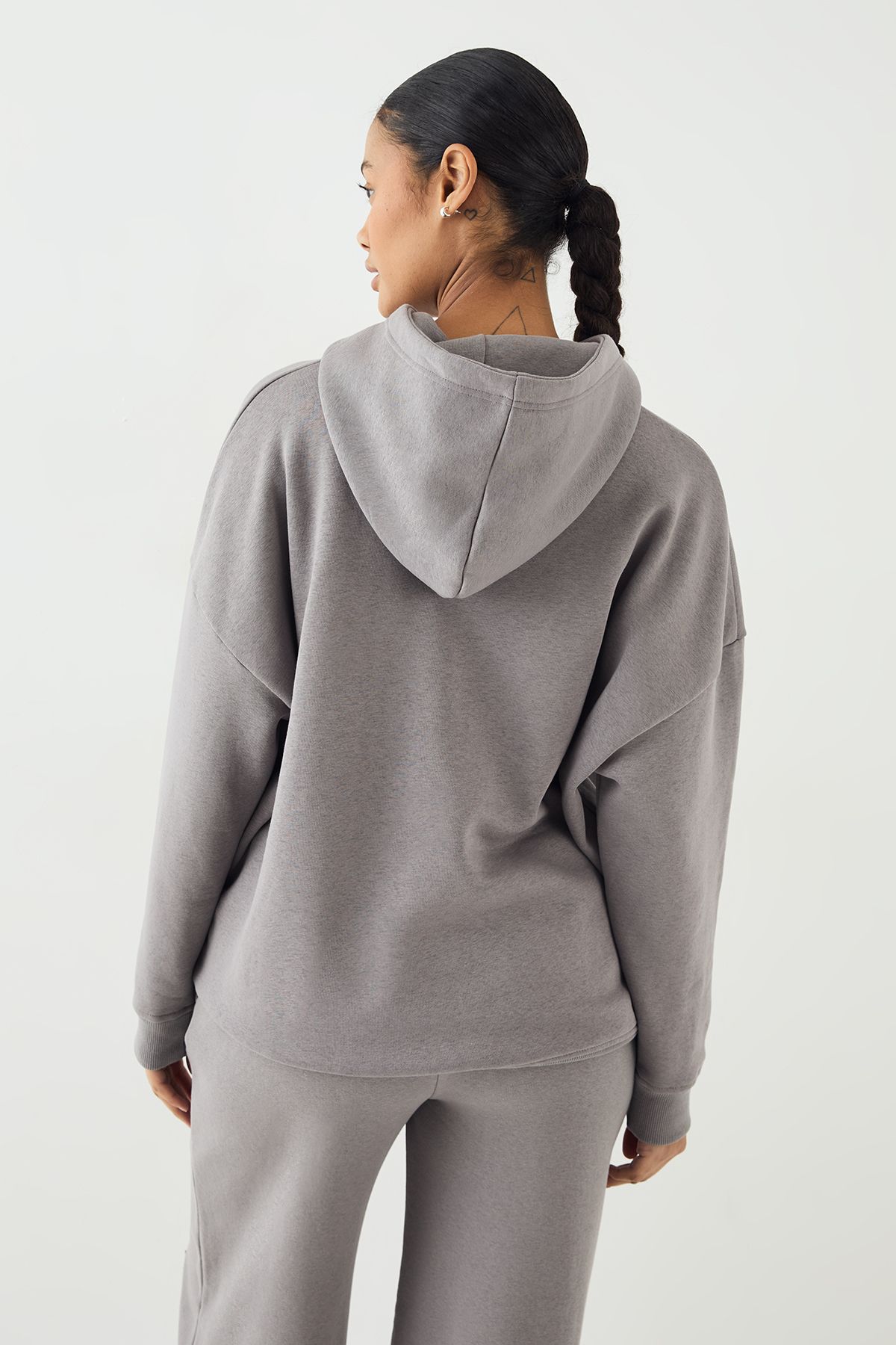 DSGN Studio DSGN Studio Self Fabric Applique Oversized Hoodie Charcoal image 2