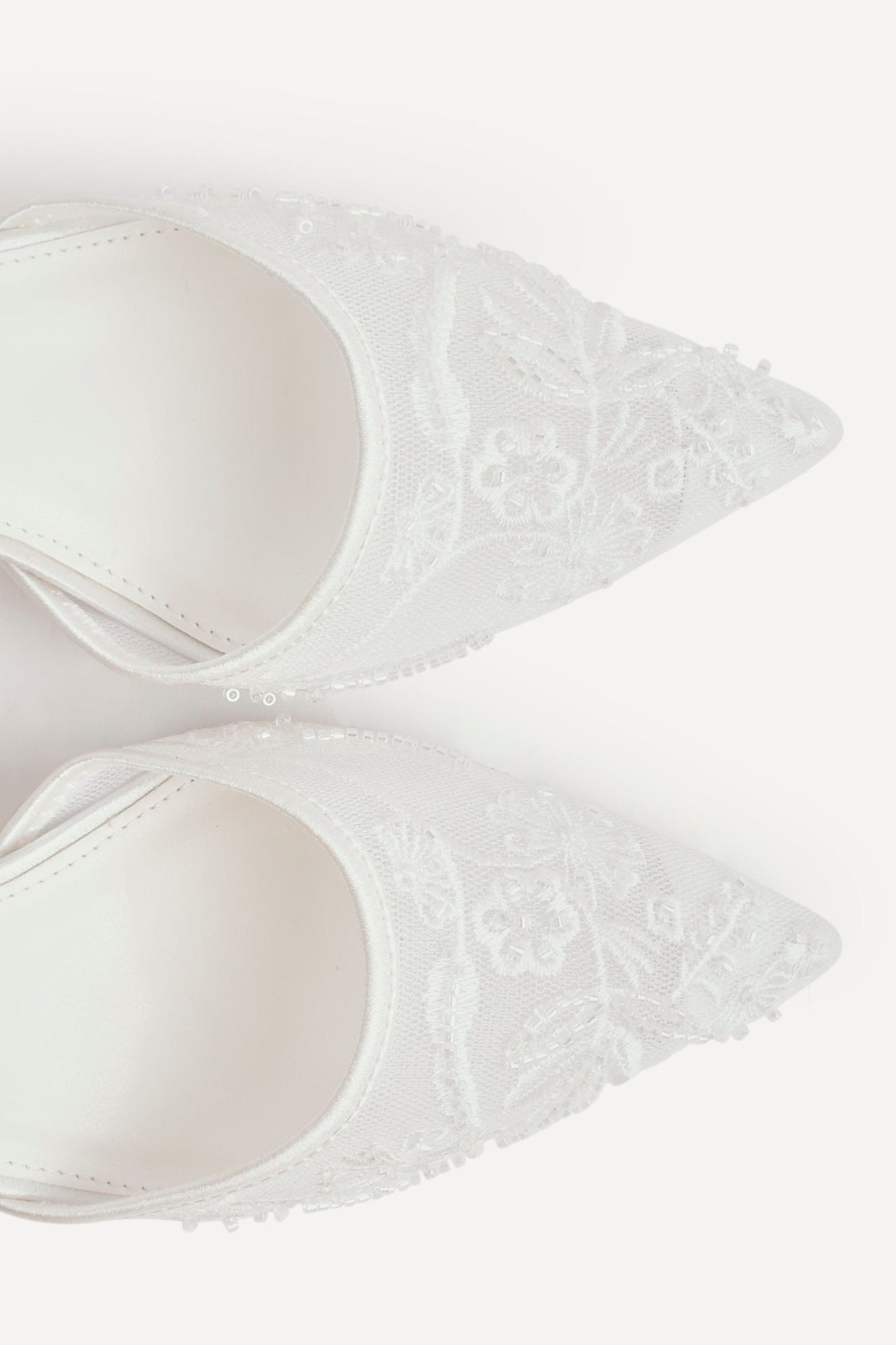 Linzi Serenade Bridal Ivory Satin Beaded Mesh Court Heels image 3