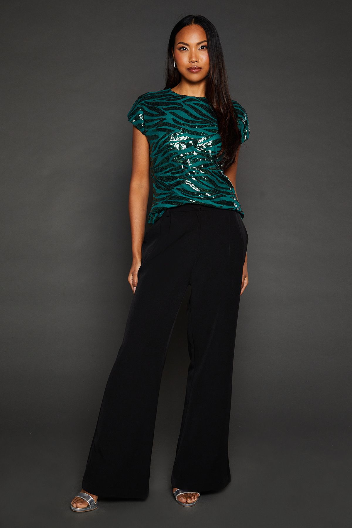 Principles Green Sequin Detail T-shirt Green image 2