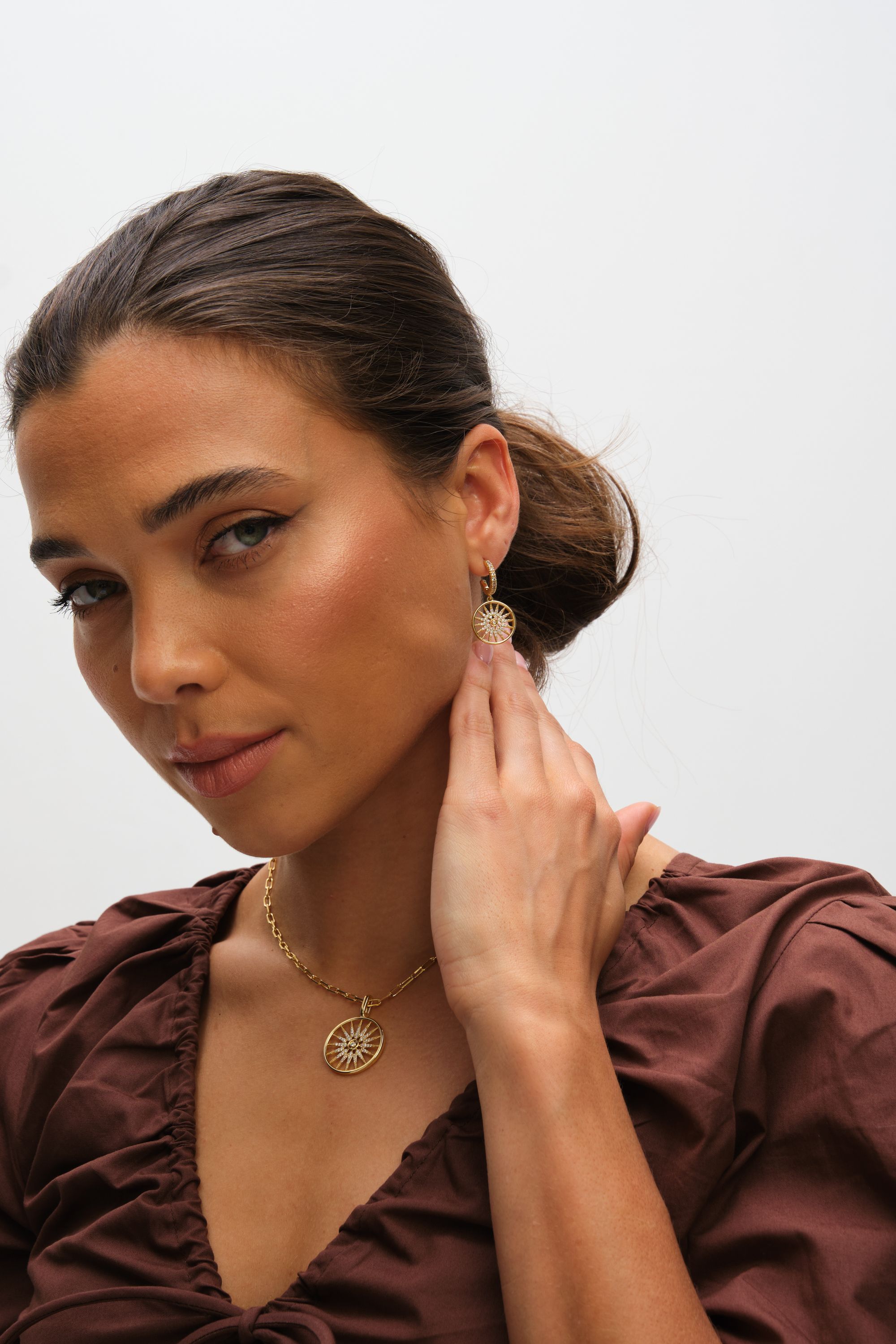 Inicio 14K Gold Plated Celestial Charm Hoop Earrings - Gift Pouch image 2