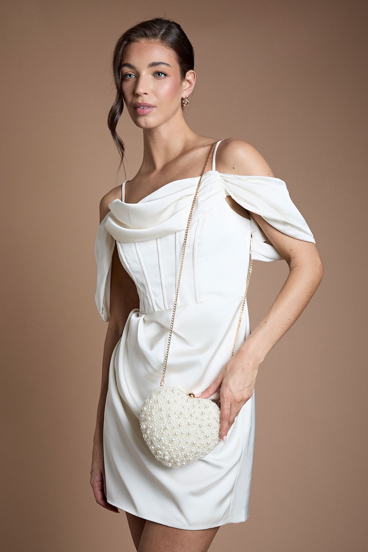 Coast Bridal Aurelia Pearl Love Heart Shape Clutch Bag Ivory