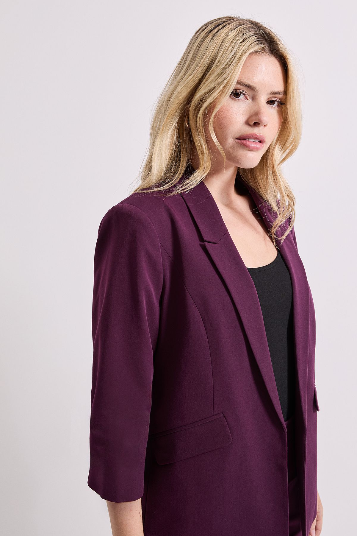 Dorothy Perkins Ruched Sleeve Blazer Plum image 4