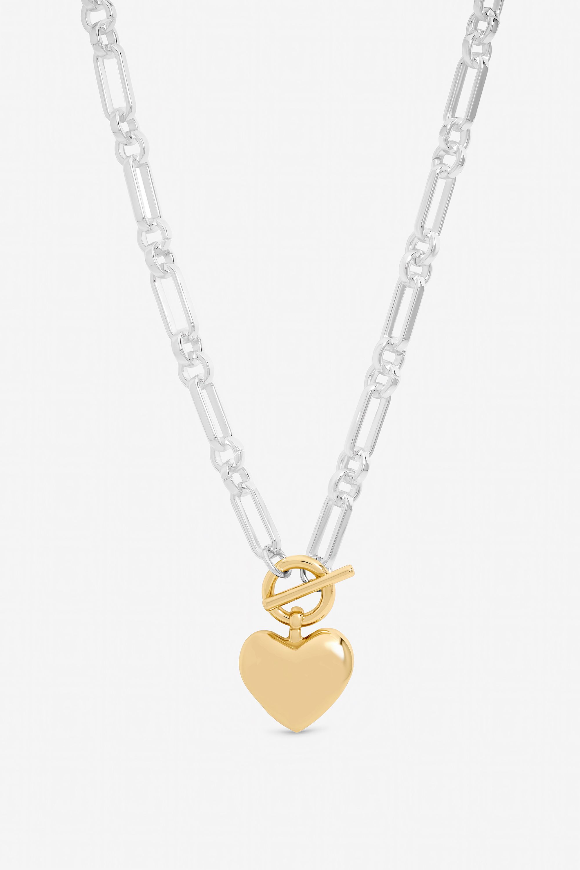 Mood Two Tone Heart Link Necklace