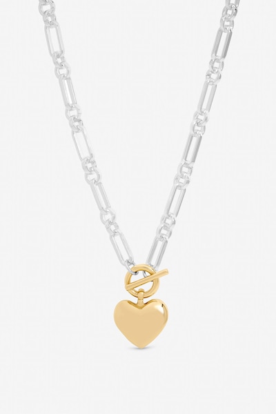Mood Two Tone Heart Link Necklace