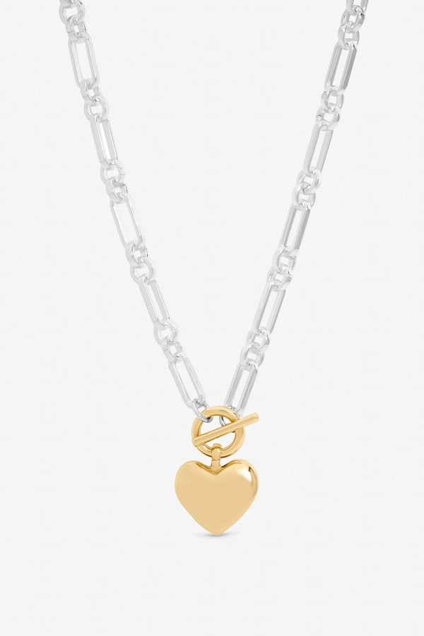 Mood Two Tone Heart Link Necklace