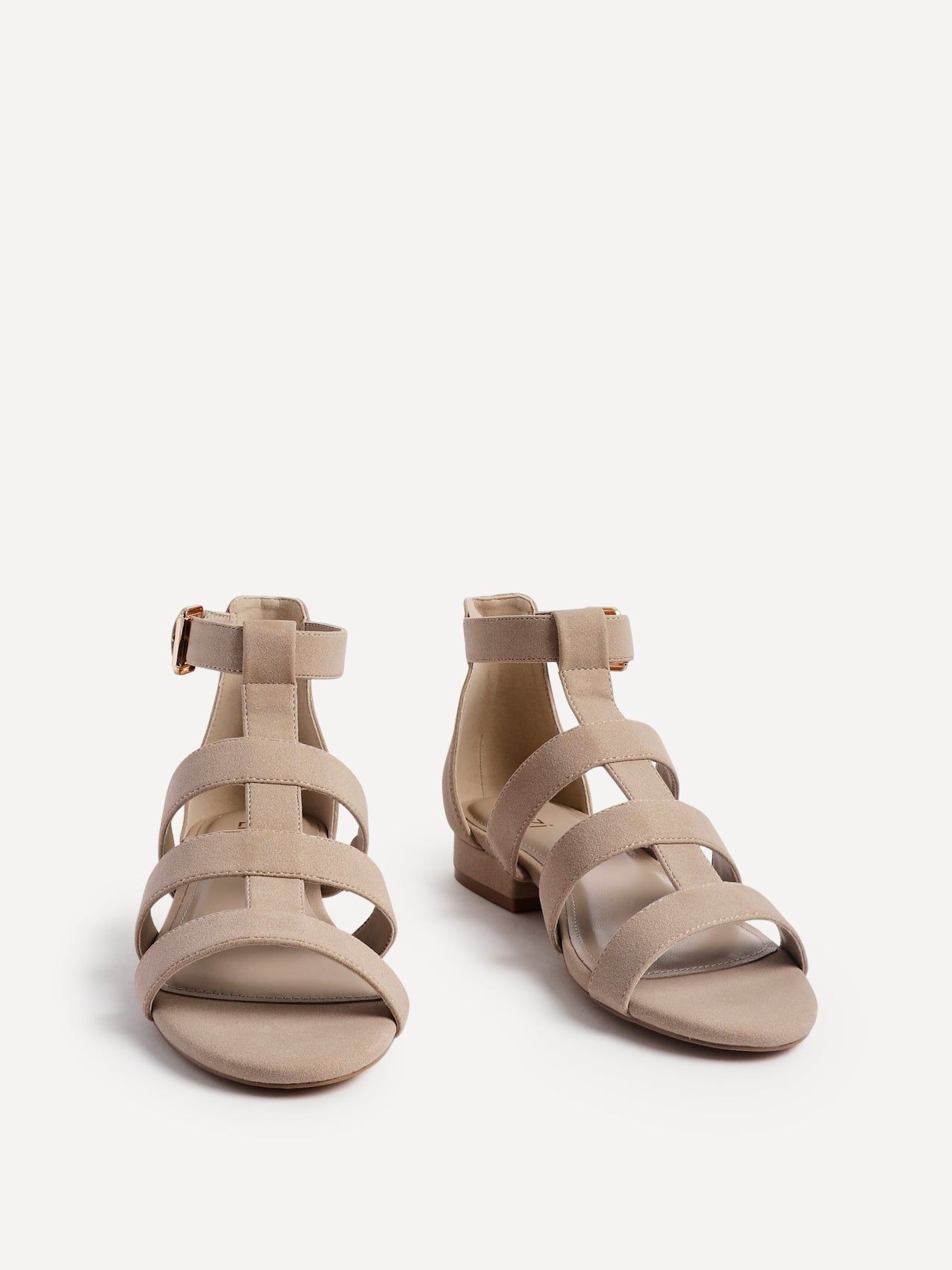 Linzi Liberate Taupe Faux Suede Closed Back Gladiator Sandals image 3