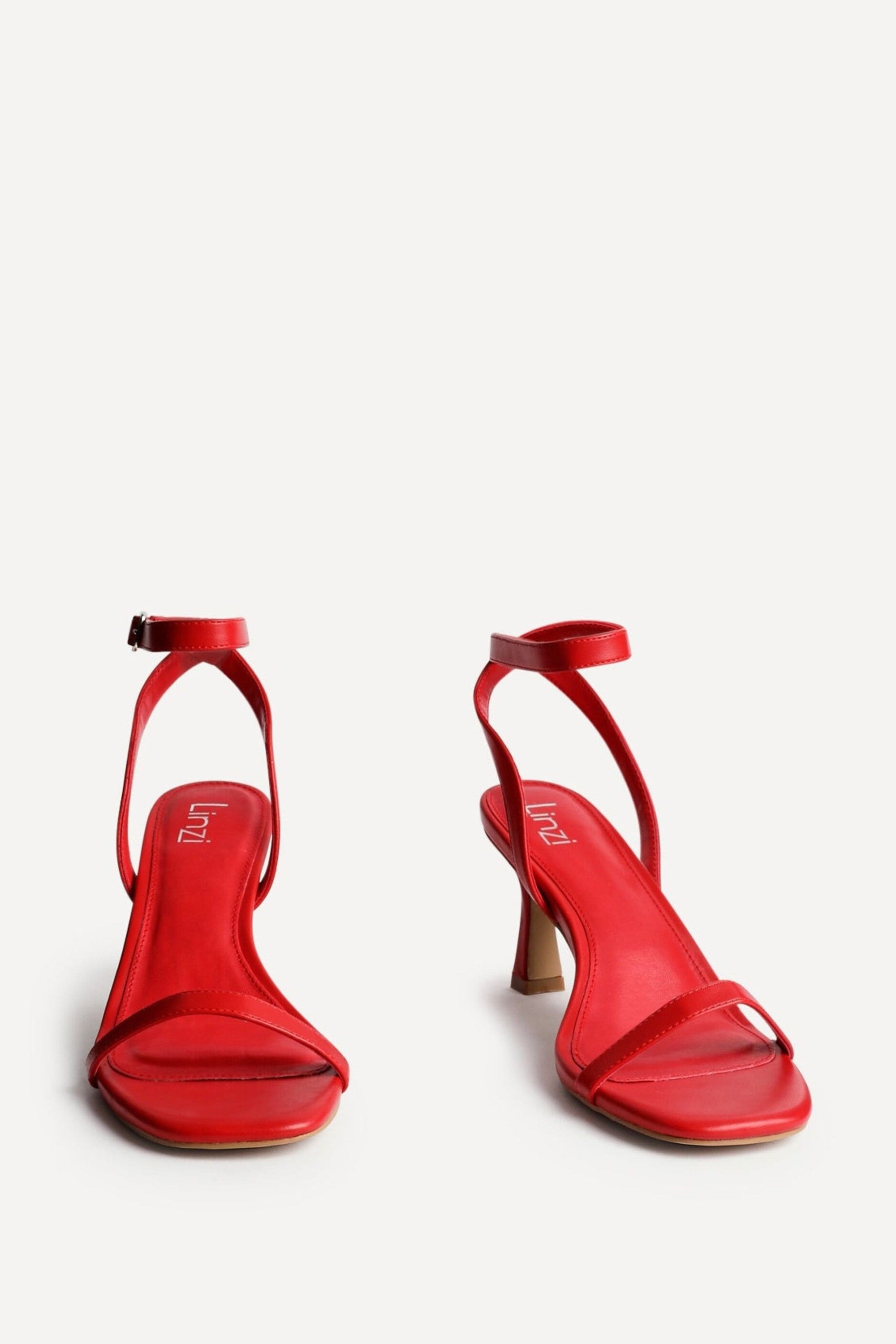 Linzi Elevate Red Faux Leather Barely There Stiletto Heeled Sandals image 3