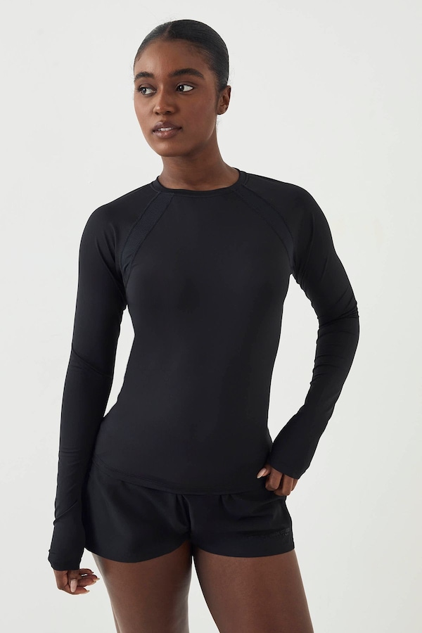 DSGN Studio DSGN Studio Loose Fit Mesh Insert Long Sleeve T-Shirt Black